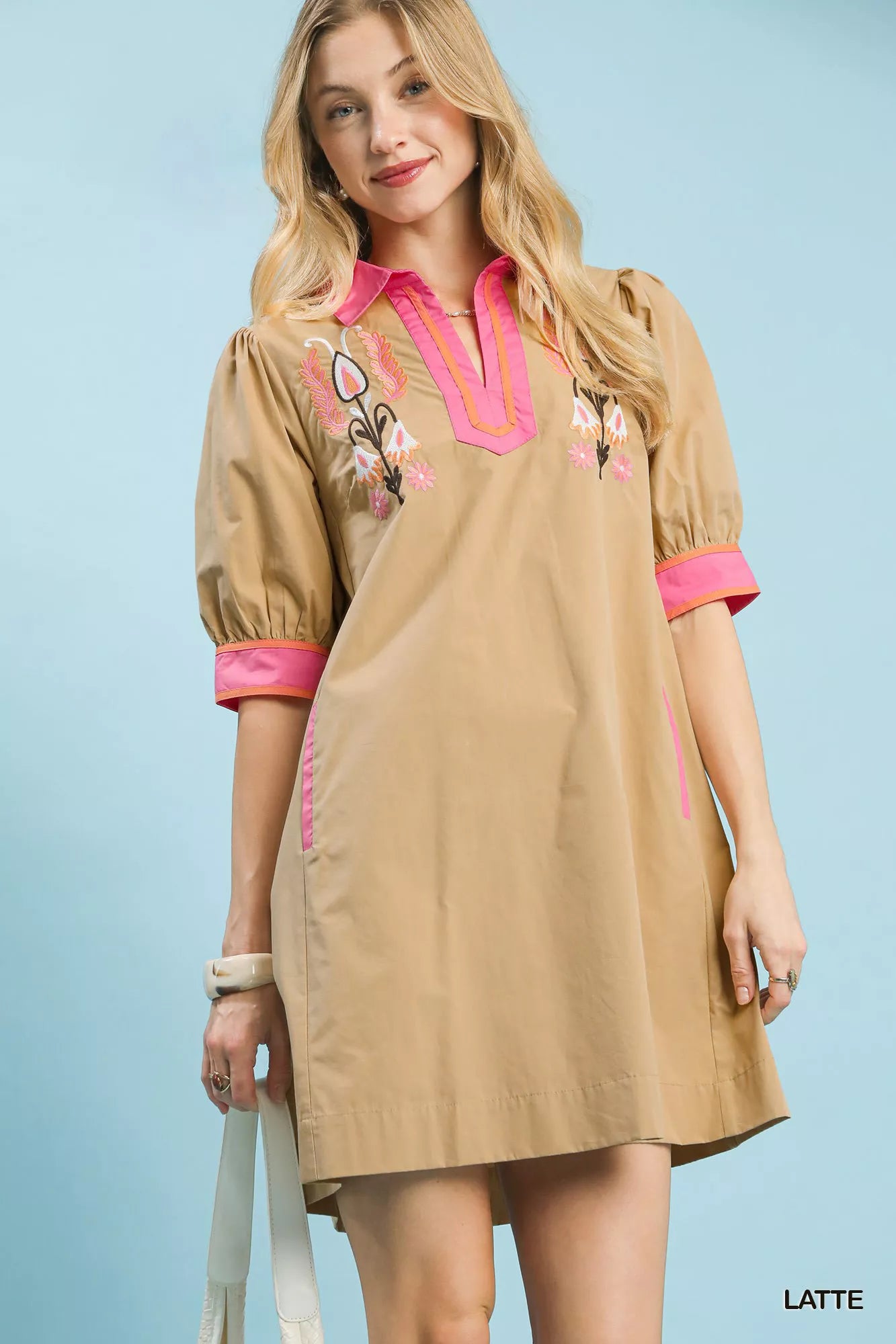 Umgee Embroidered Contrast Trim Tunic Dress c35883b2-d49c-41be-b614-887e43134462-Max-Origin