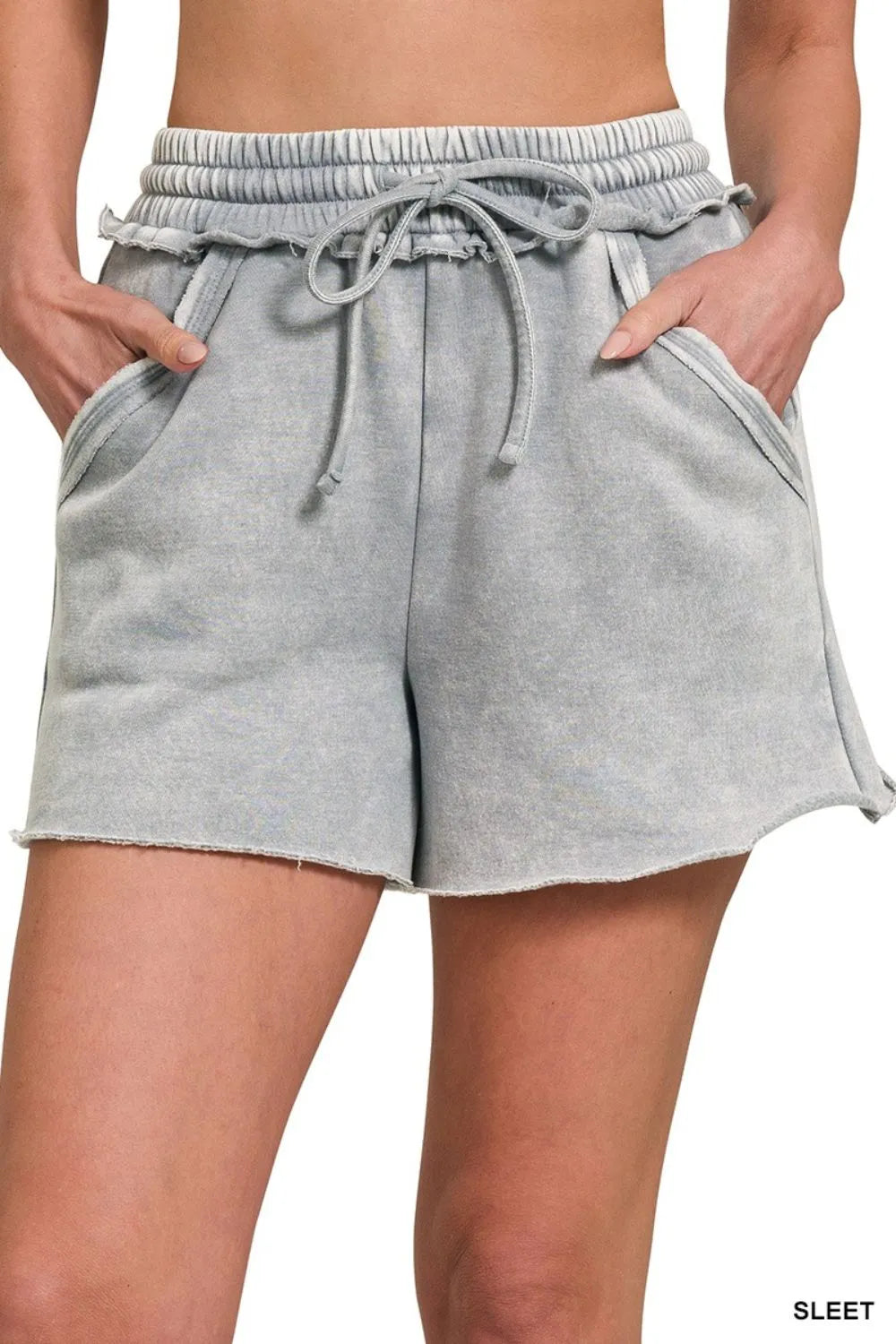 Zenana Acid Wash Fleece Drawstring Shorts With Pockets c3a801aa-93e8-4d39-865c-7dfd49196523-Max-Origin