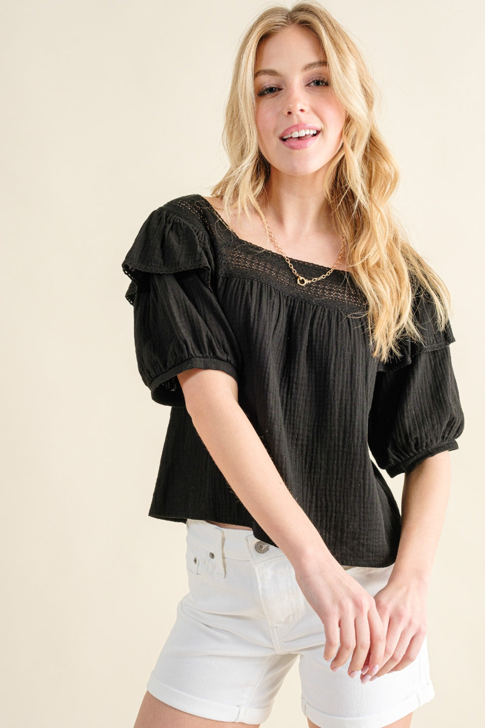 And The Why Square Neck Ruffled Blouse And The Why Square Neck Ruffled Blouse - TopFashionHQ