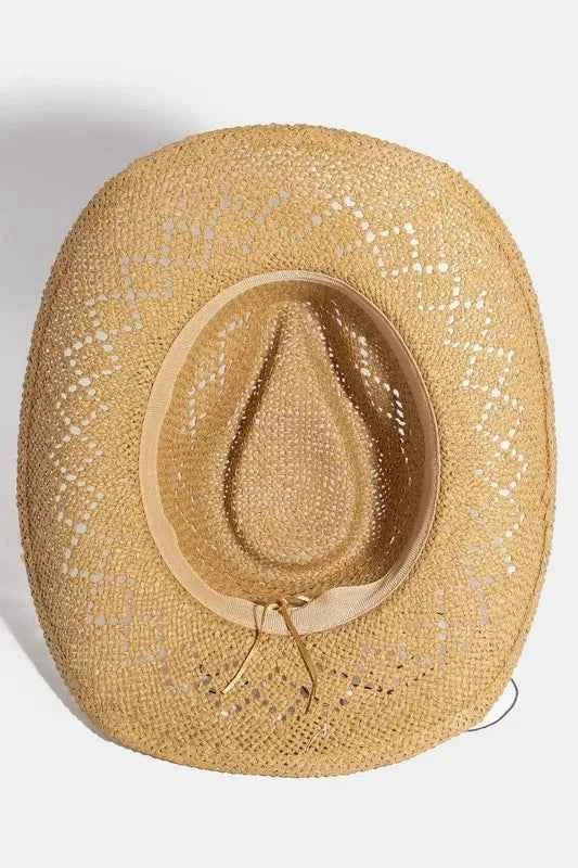 Fame Turquoise and Shell Star Beads Strap Western Straw Hat Fame Turquoise and Shell Star Beads Strap Western Straw Hat