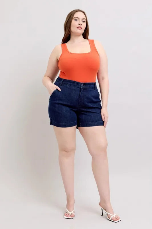 Judy Blue Full Size High Waist Denim Shorts Plus Size c450e41d-f09c-4082-8d12-e254b7906eef-Max-Origin