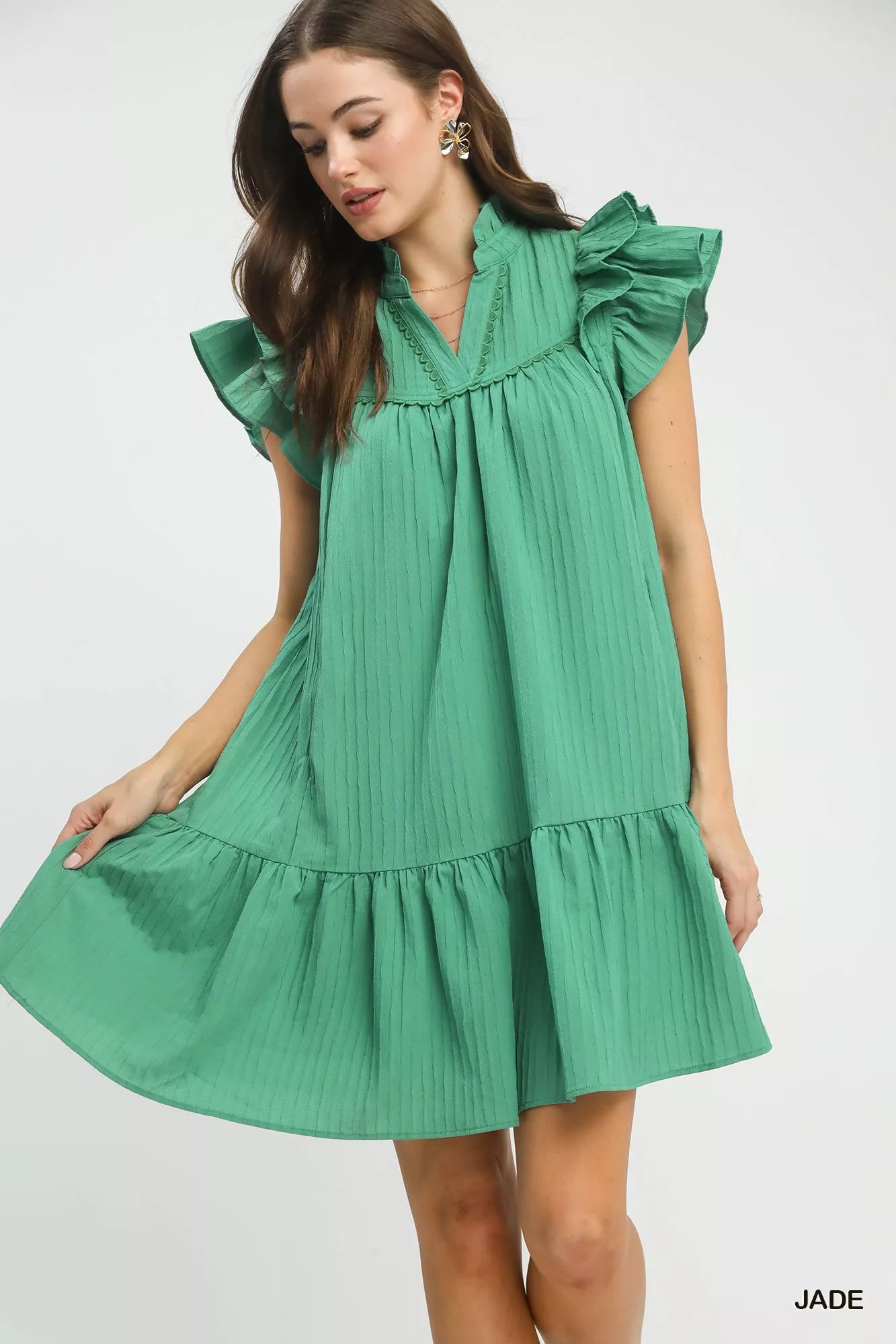 Umgee Flutter Sleeve Tiered Dress c4c36577-1066-44a2-9d1f-bd946404665b-Max-Origin