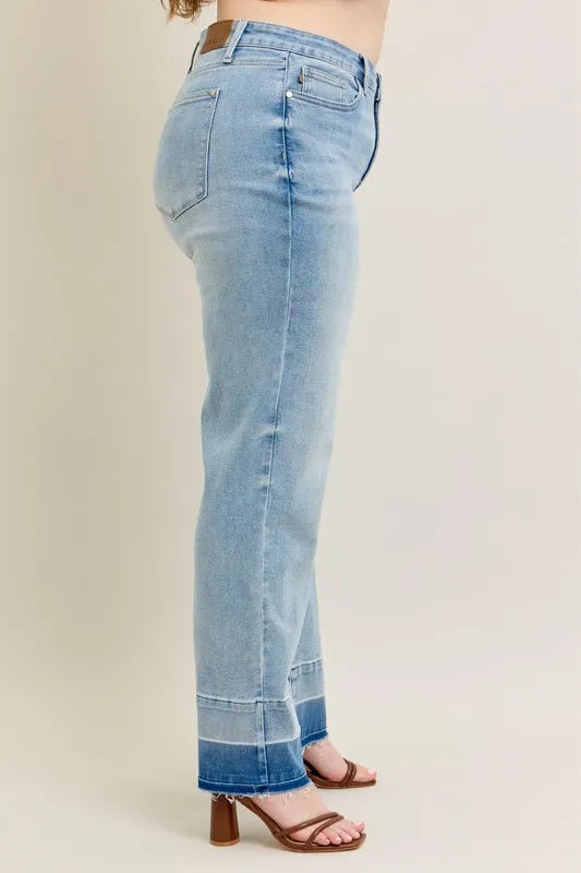 Judy Blue Full Size Mr Release Hem Wide Leg Jeans Plus Size c4e70f9e-58de-41be-bf3d-94b609ea7c20-Max-Origin
