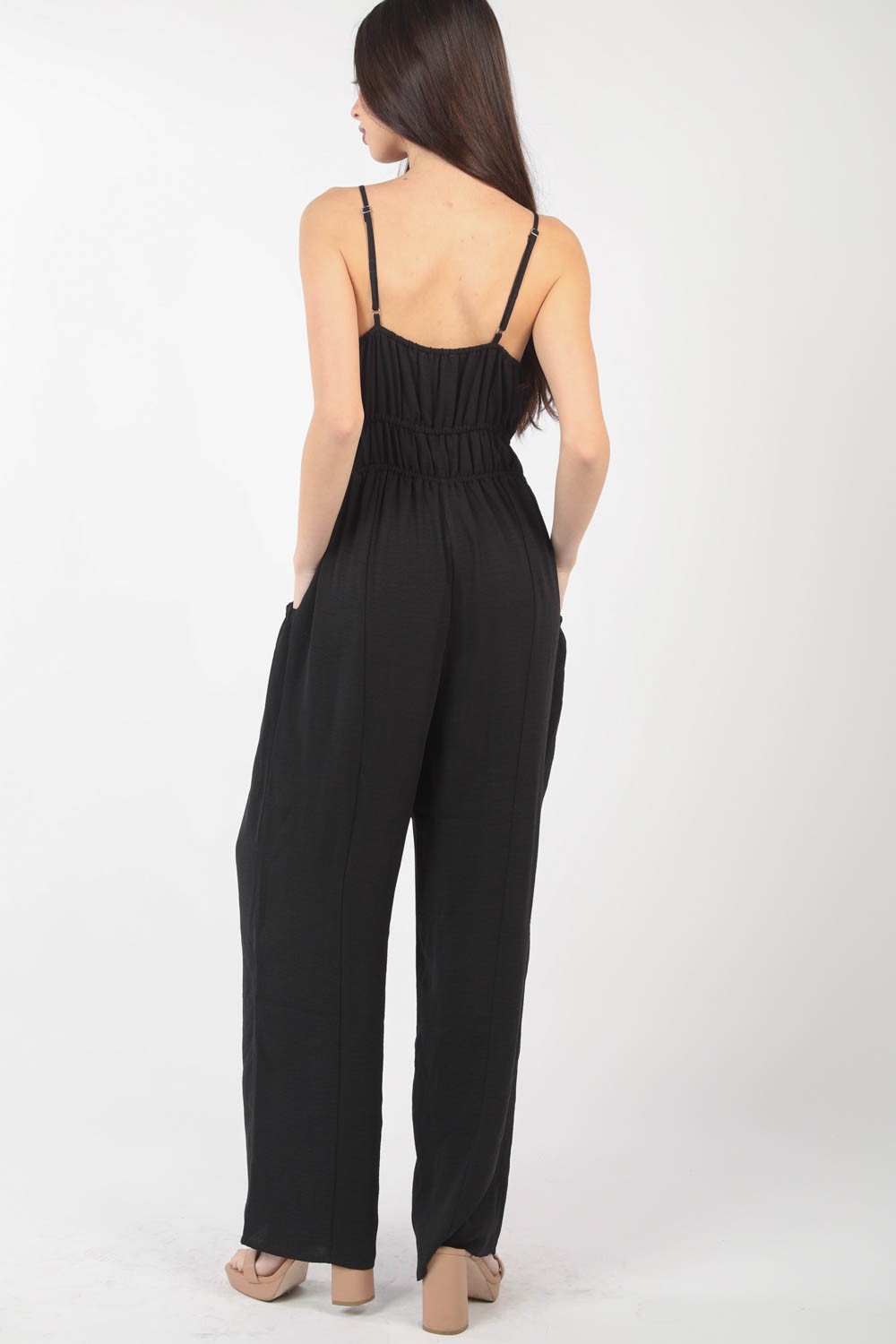 VERY J Pintuck Detail Woven Sleeveless Jumpsuit VERY J Pintuck Detail Woven Sleeveless Jumpsuit - TopFashionHQ