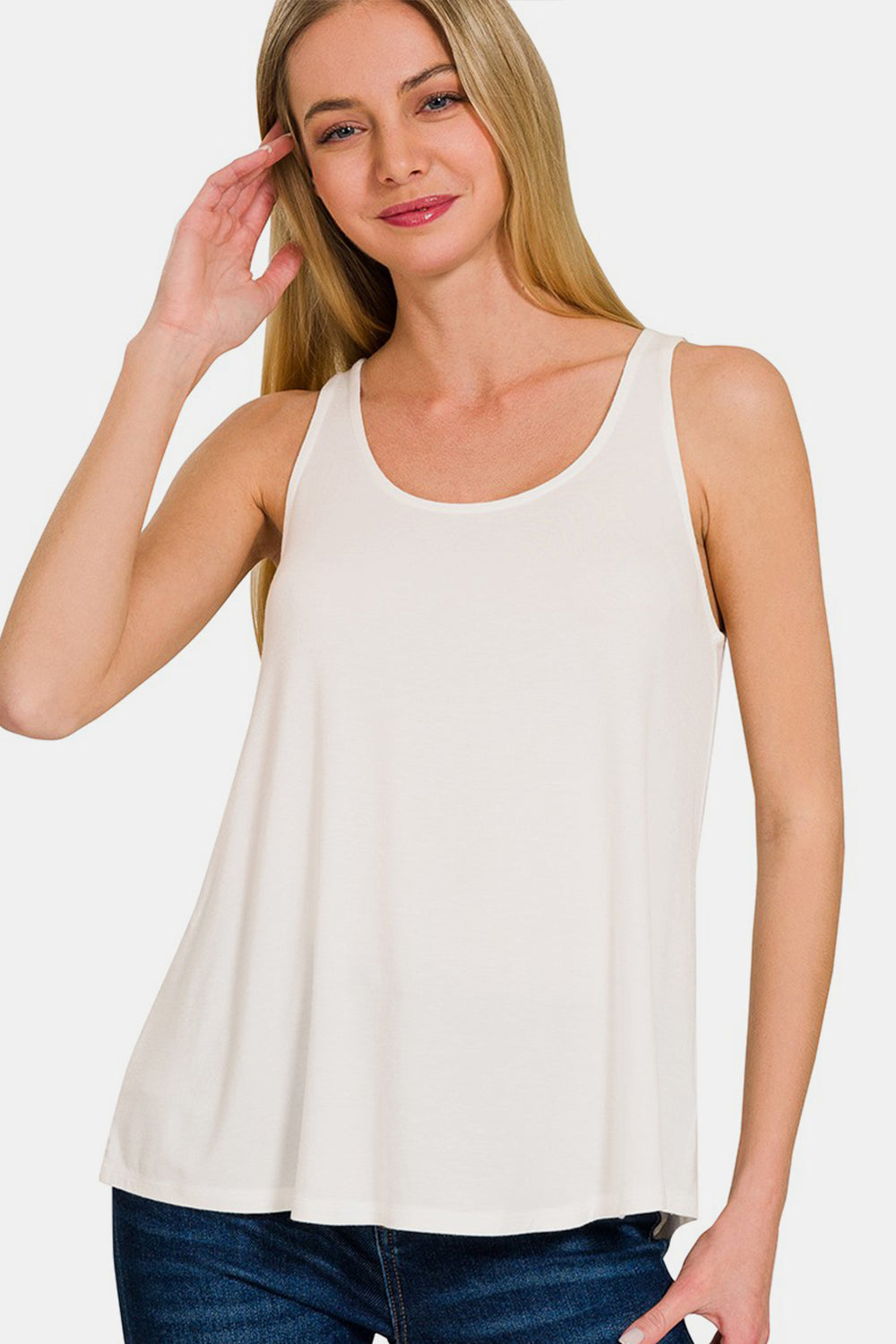 Zenana Round Neck Flowy Hem Tank Zenana Round Neck Flowy Hem Tank - TopFashionHQ
