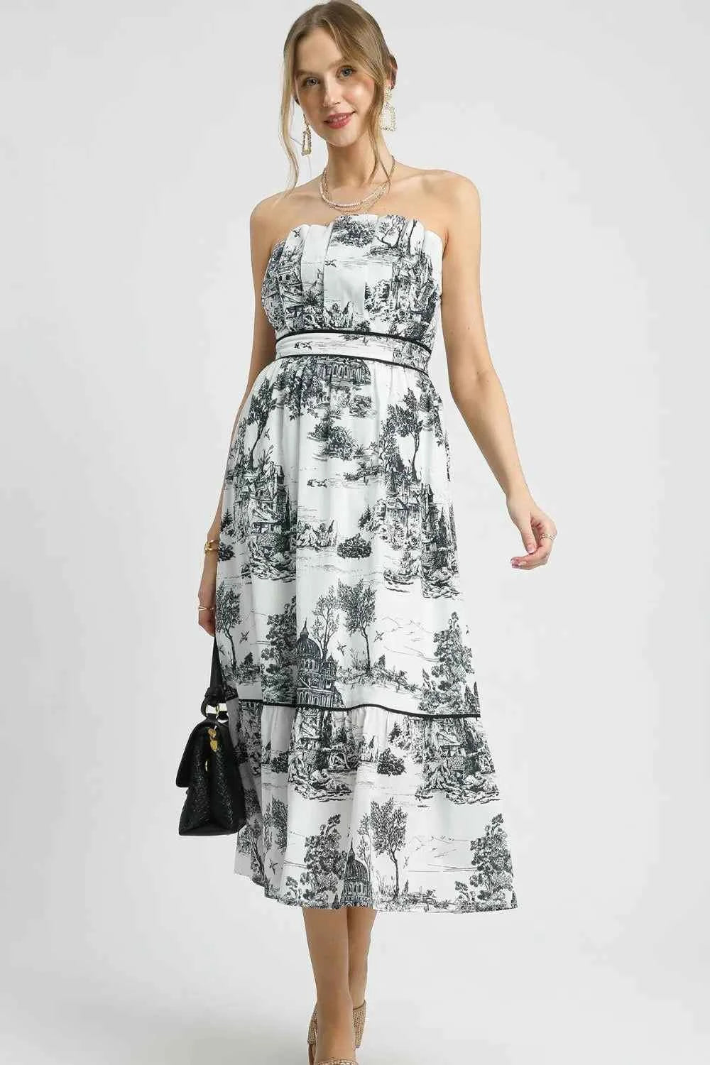 Umgee Printed Tiered Tube Midi Dress Umgee Printed Tiered Tube Midi Dress