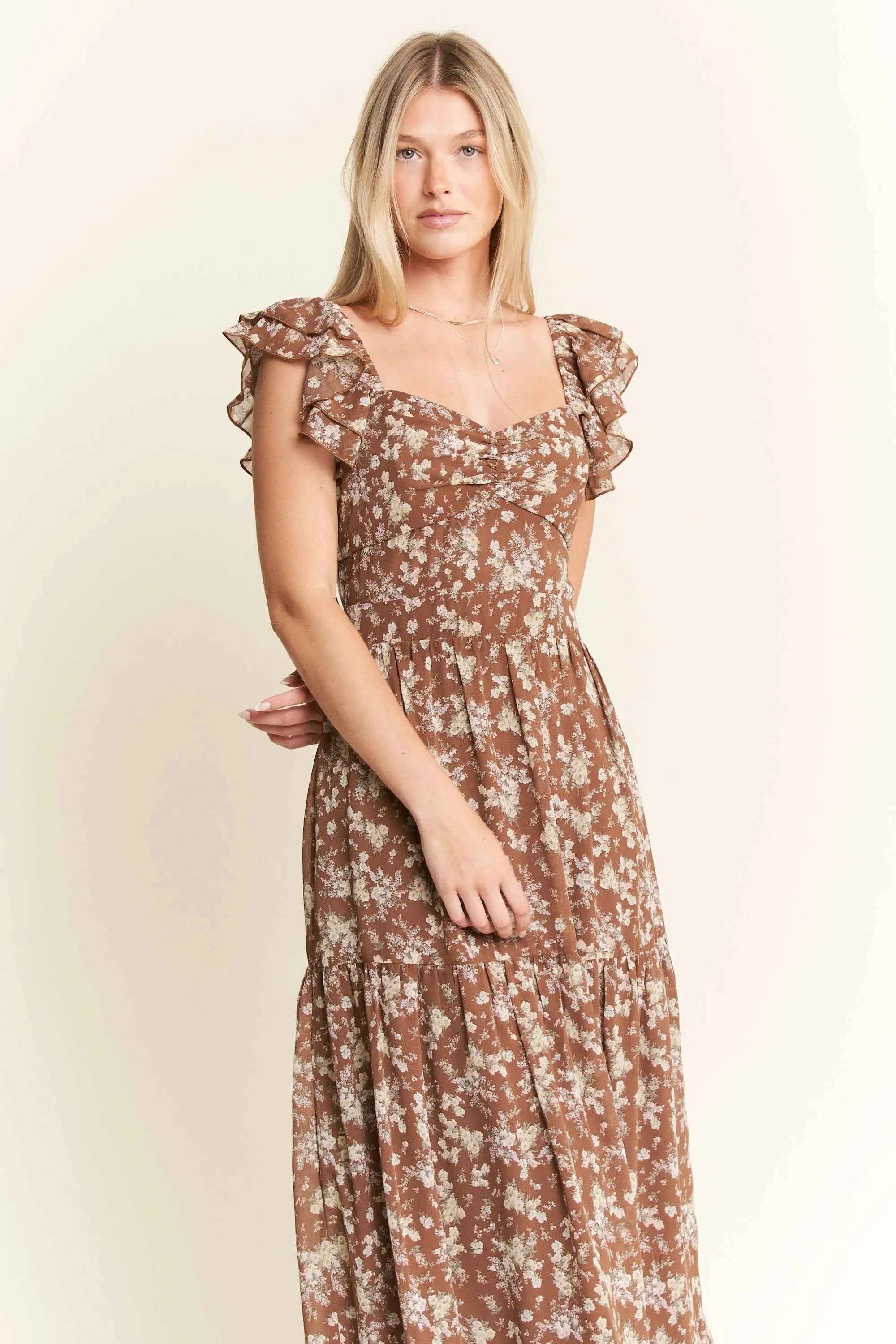 Jade By Jane Ruffle Sleeve Tiered Maxi Dress Jade By Jane Ruffle Sleeve Tiered Maxi Dress