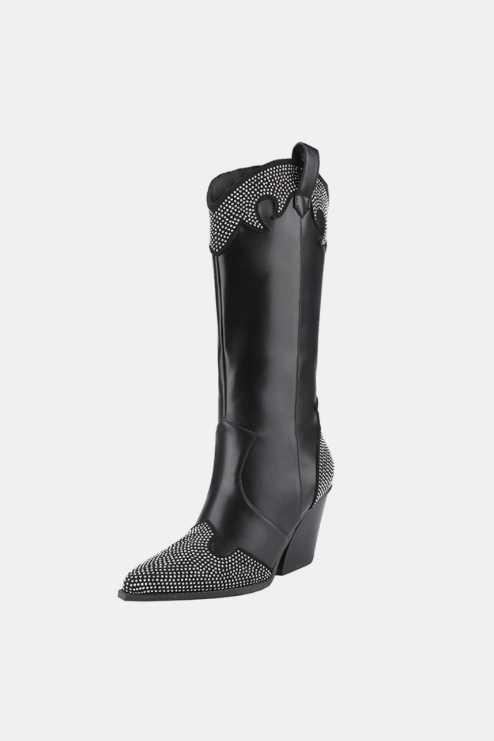 Weeboo Chunky Heel Rhinestone Decor Western Boots Weeboo Chunky Heel Rhinestone Decor Western Boots