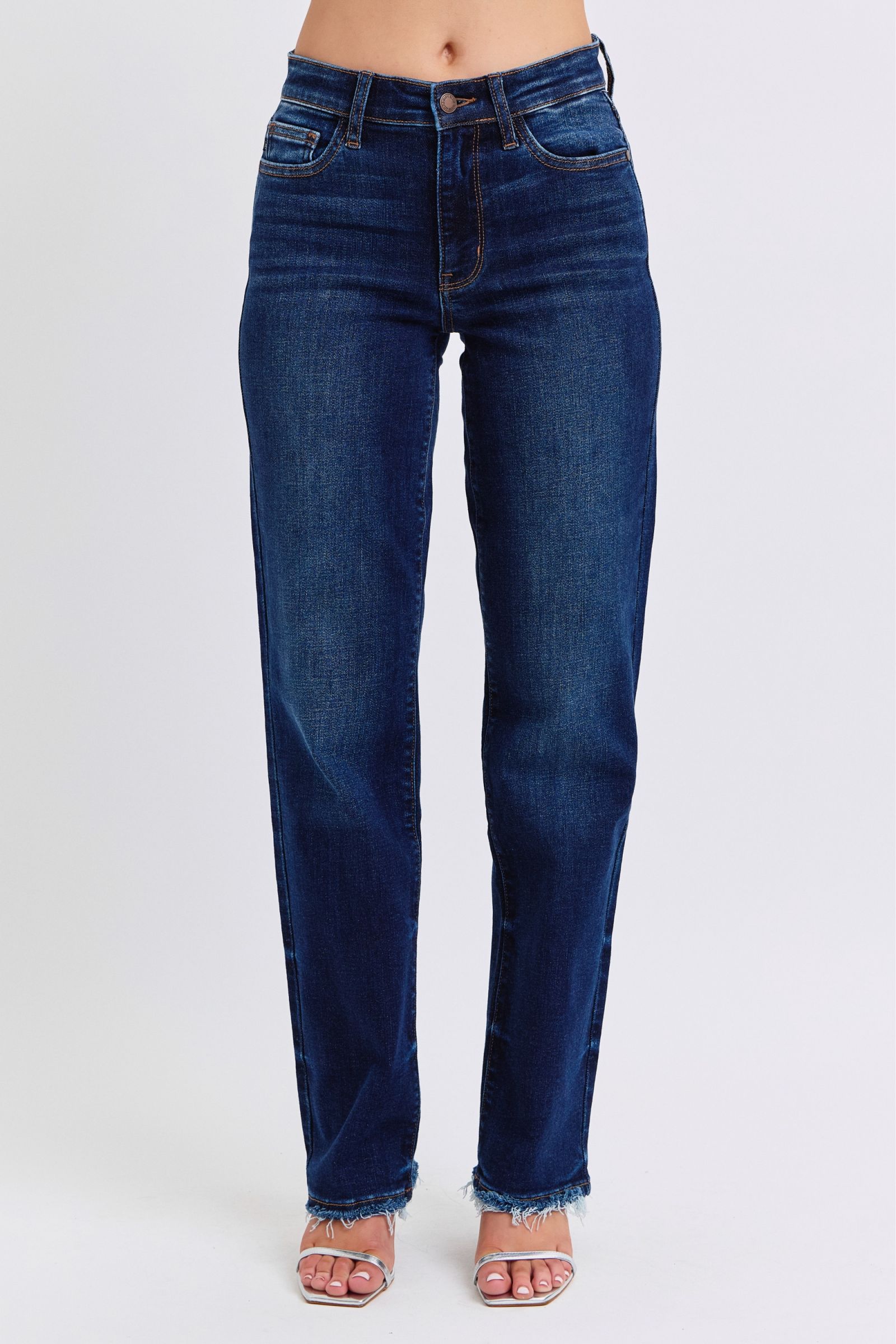 Judy Blue Full Size Raw Hem Straight Leg Jeans Judy Blue Full Size Raw Hem Straight Leg Jeans - TopFashionHQ