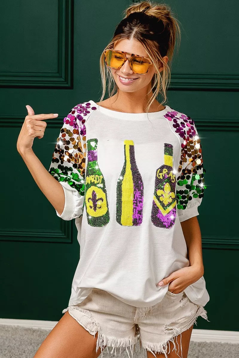 BiBi Sequin Mardi Gras Bottles Spangled Sleeve Top c63bca2eb797464191d0737bd96164ce-Max-Origin