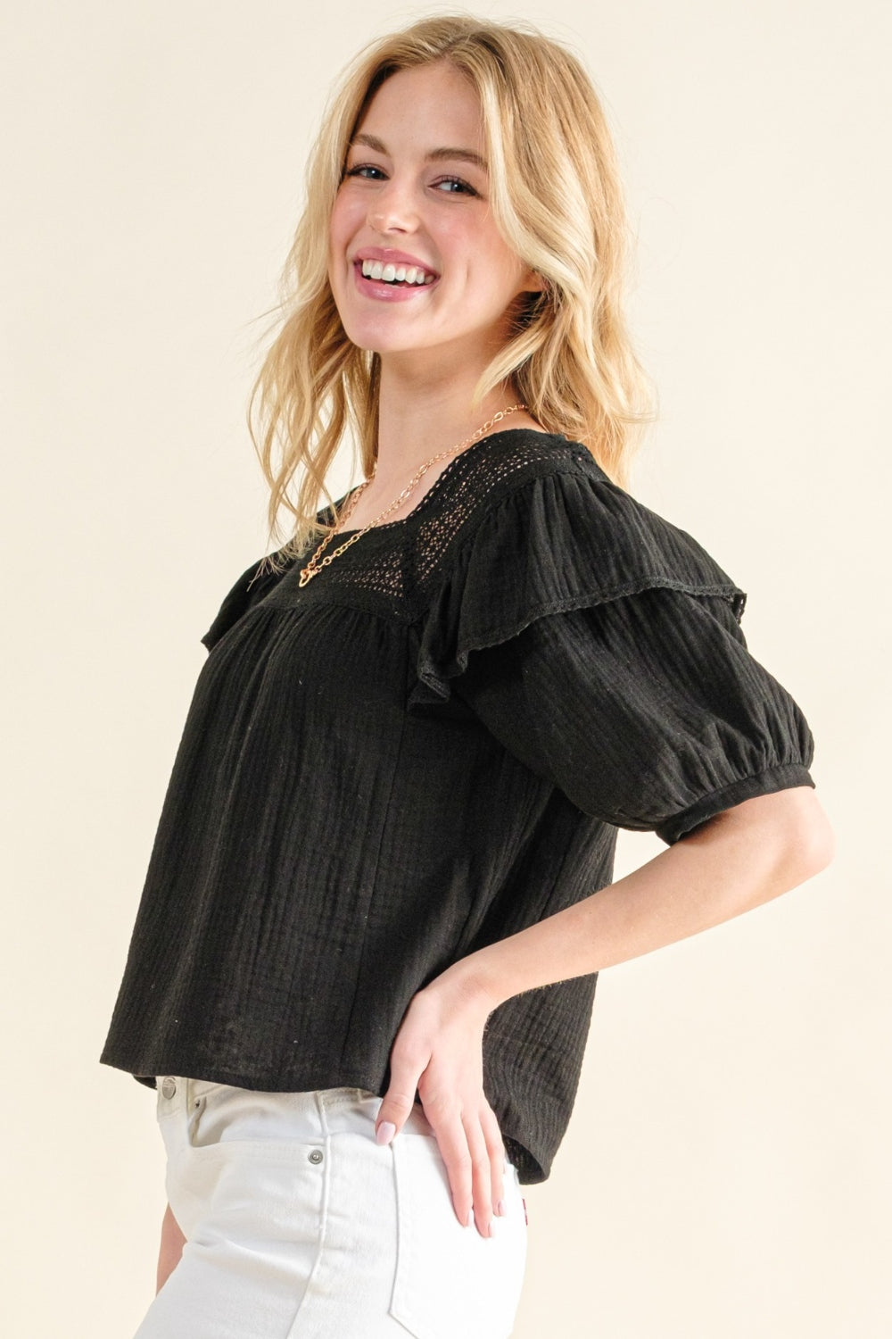 And The Why Square Neck Ruffled Blouse And The Why Square Neck Ruffled Blouse - TopFashionHQ