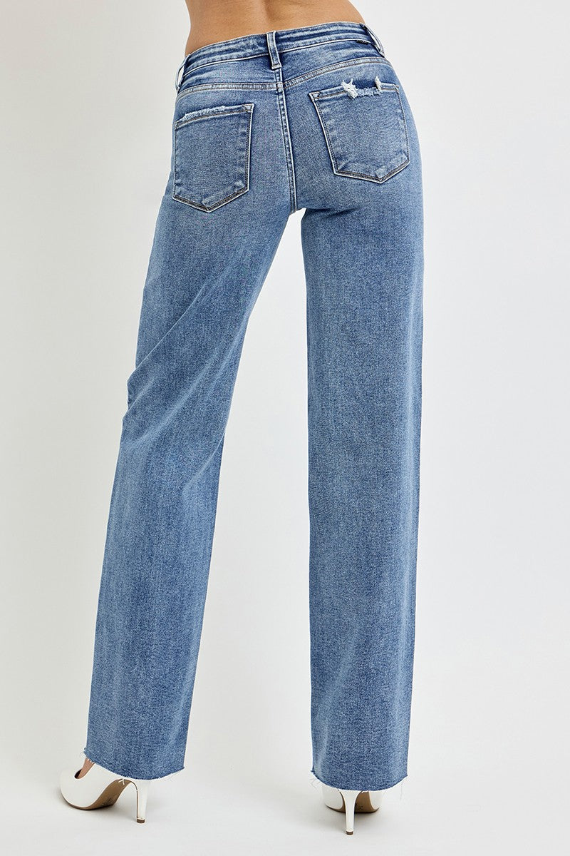 RISEN Full Size High Rise Straight Leg Jeans with Pockets RISEN Full Size High Rise Straight Leg Jeans with Pockets - TopFashionHQ