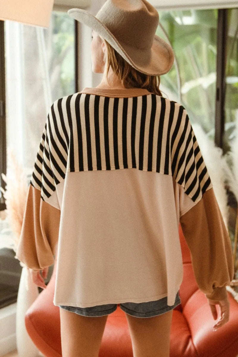 BiBi Star Patchwork Mixed Long Sleeve Top c6ae40f9f8c7470b9b9bc24b3739bd4f-Max-Origin