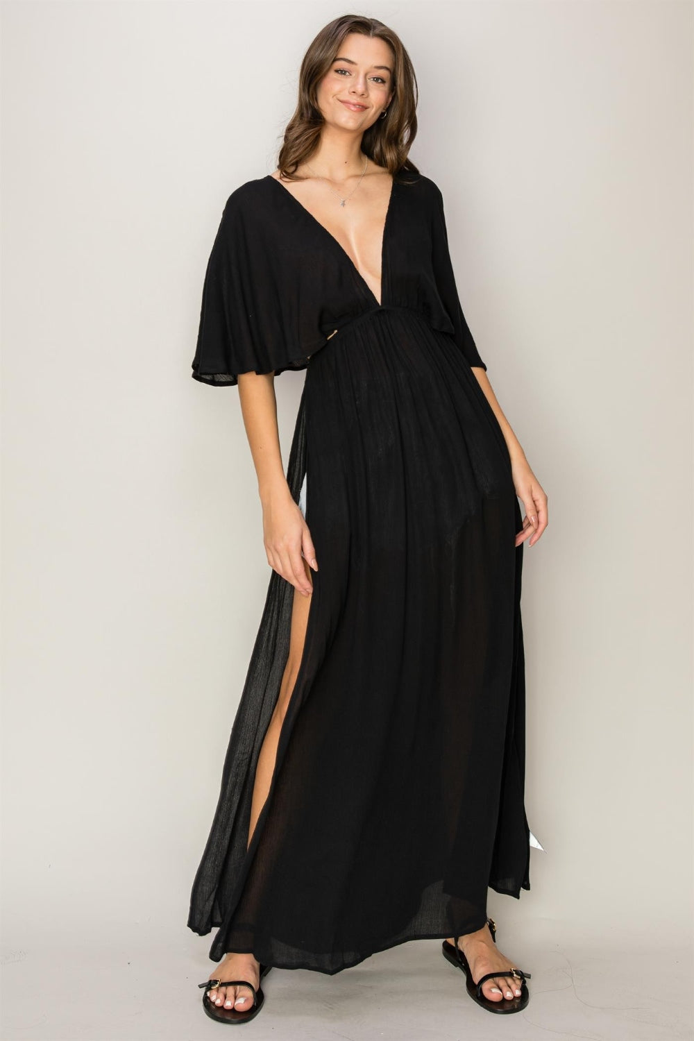 HYFVE Tie Back Maxi Split Cover Up Dress HYFVE Tie Back Maxi Split Cover Up Dress - TopFashionHQ