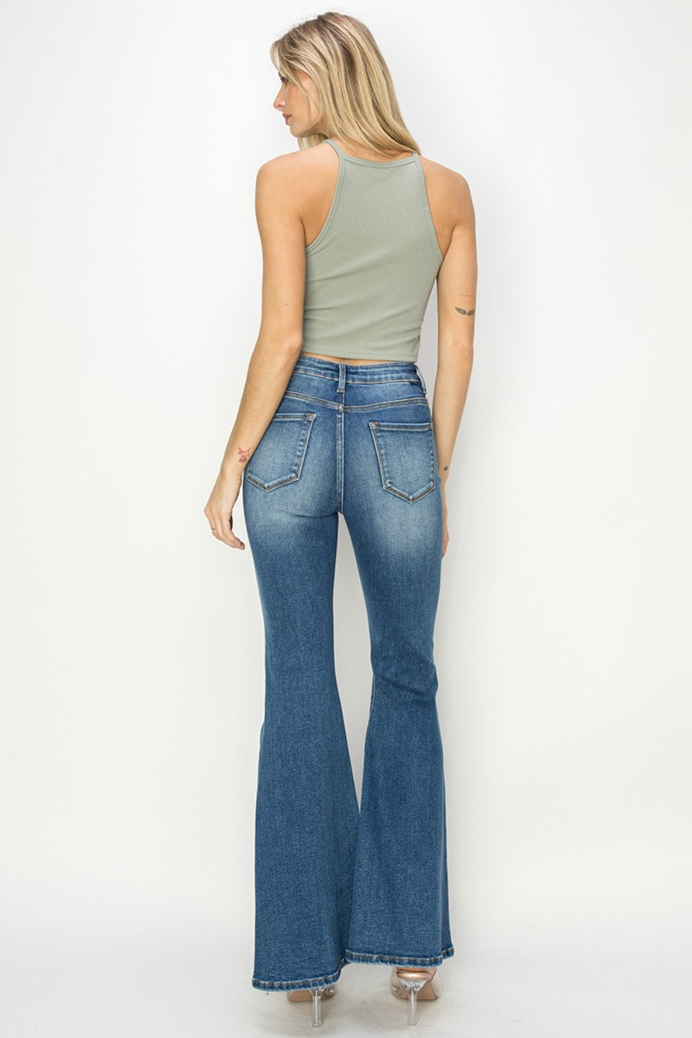 RISEN Full Size High Rise Front Seam Detailed Flare Jeans RISEN Full Size High Rise Front Seam Detailed Flare Jeans - TopFashionHQ