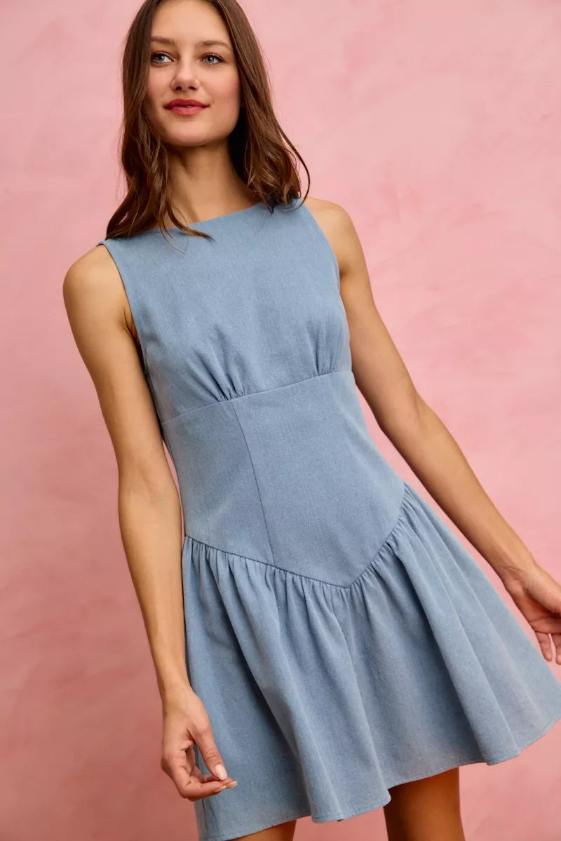 SO ME Fit And Flare Sleeveless Denim Mini Dress c7aae56c027d420484fdff17dd89284a-Max-Origin