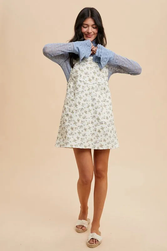 Annie Wear Stretch Ditsy Print Denim Overall Mini Dress c7fa3a00fc9b465cb90b7a2a7526036f-Max-Origin