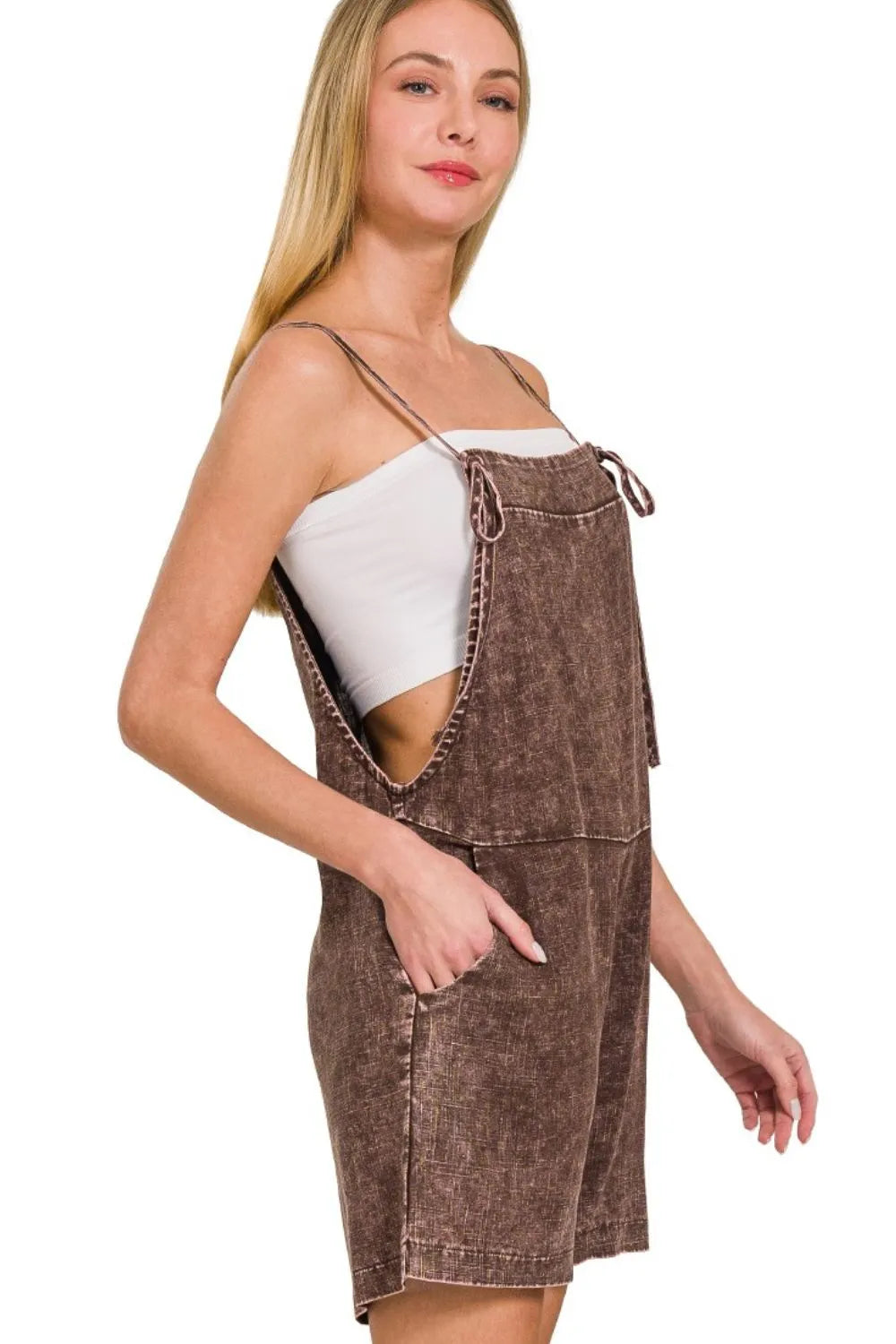 Zenana Washed Linen Knot Strap Rompers c80117c8-a3d8-4416-94a1-283d83fcaee2-Max-Origin