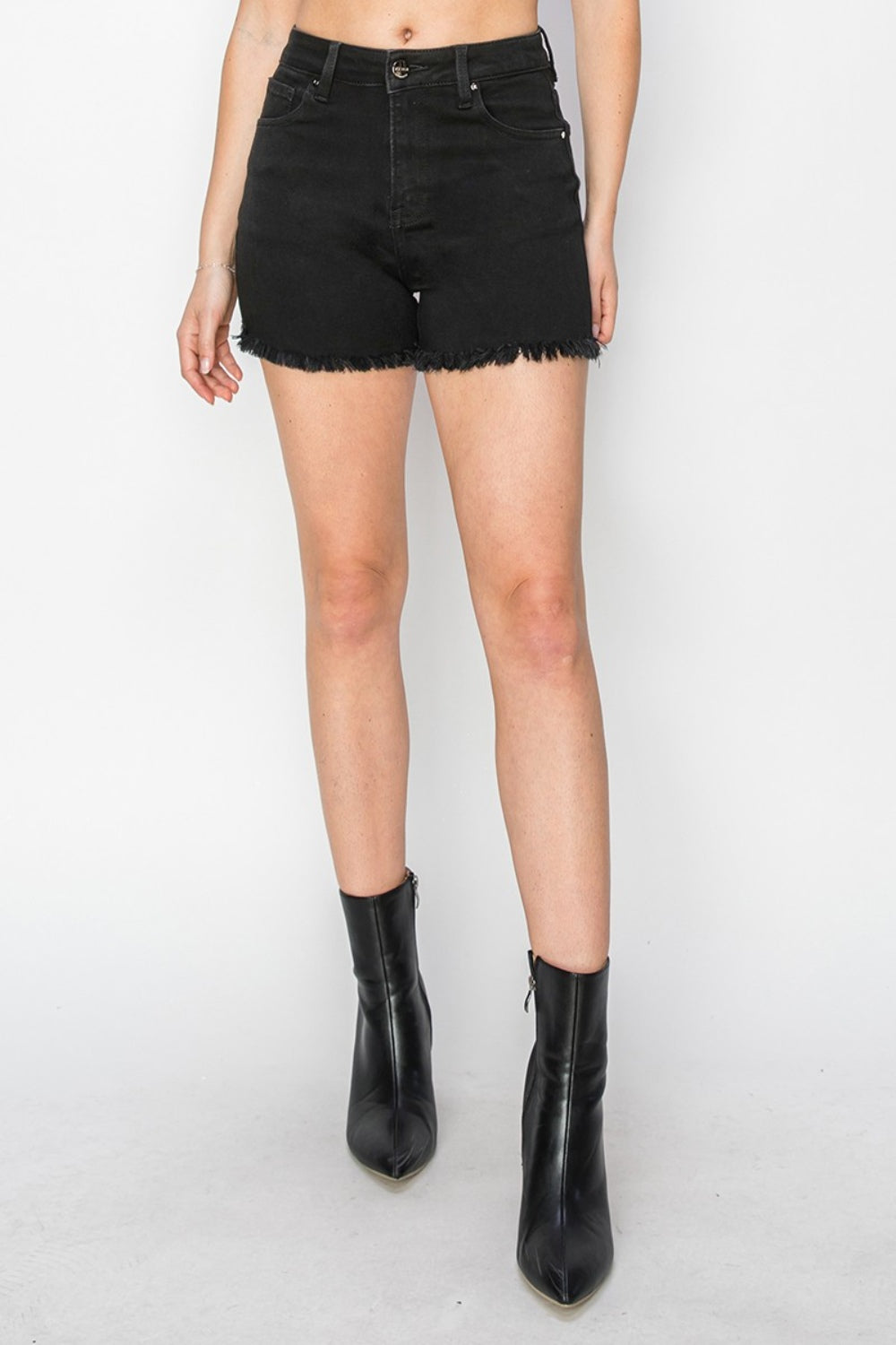 RISEN Full Size High Waist Raw Hem Denim Shorts RISEN Full Size High Waist Raw Hem Denim Shorts - TopFashionHQ