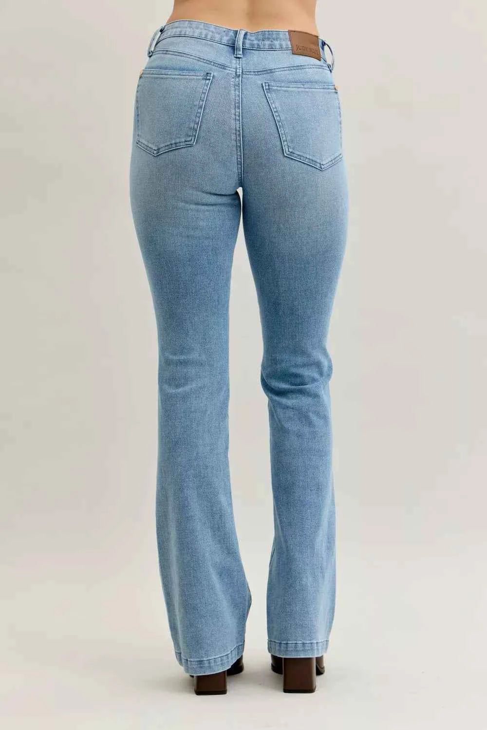Judy Blue Full Size Mid Rise Bootcut Jeans with Contrast Wash & Front Patch Pockets Plus Size Judy Blue Full Size Mid Rise Bootcut Jeans with Contrast Wash & Front Patch Pockets Plus Size