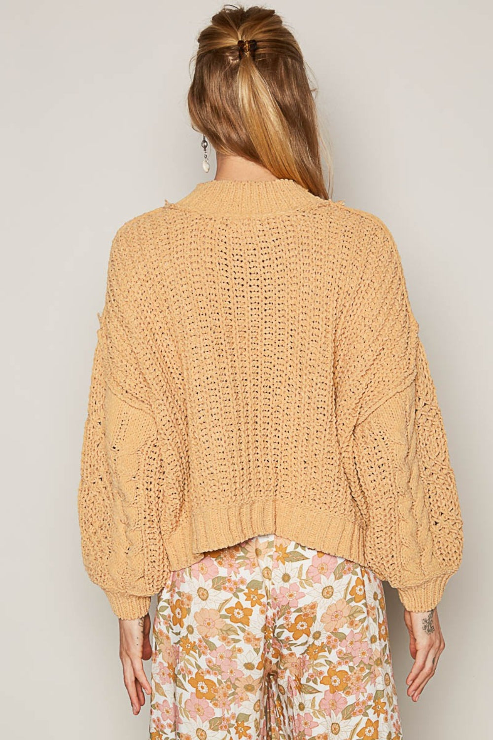 POL Mock Neck Cable Knit Sweater POL Mock Neck Cable Knit Sweater - TopFashionHQ