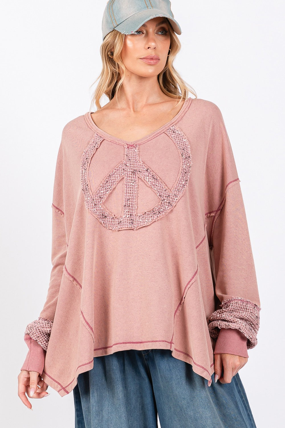 SAGE + FIG Peace Sign Mineral Wash Terry Top SAGE + FIG Peace Sign Mineral Wash Terry Top