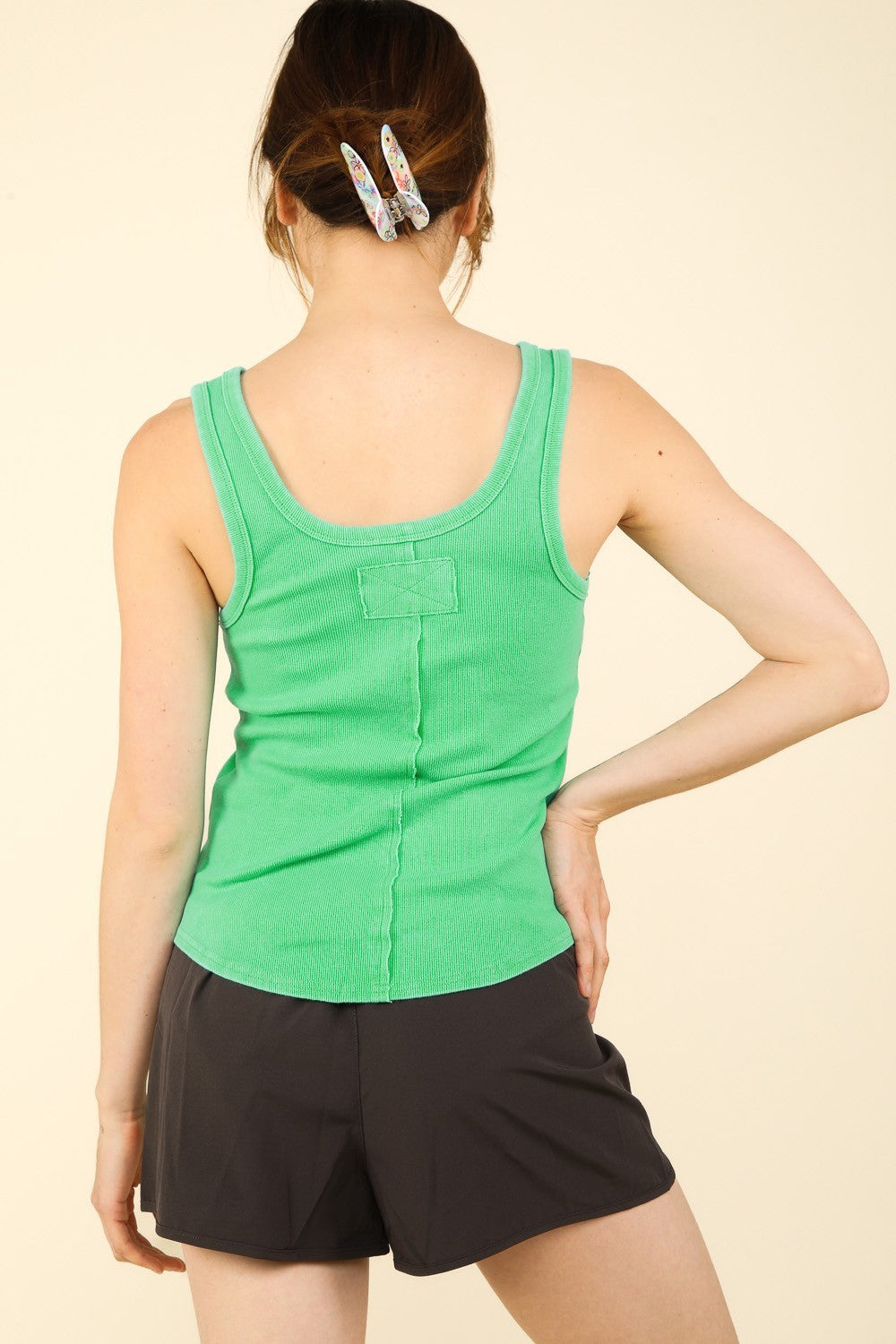 VERY J Washed Ribbed Tank with Placket Detail VERY J Washed Ribbed Tank with Placket Detail - TopFashionHQ