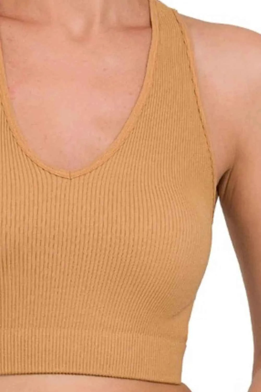 Zenana Seamless Ribbed Cropped Racerback Tank Top Zenana Seamless Ribbed Cropped Racerback Tank Top