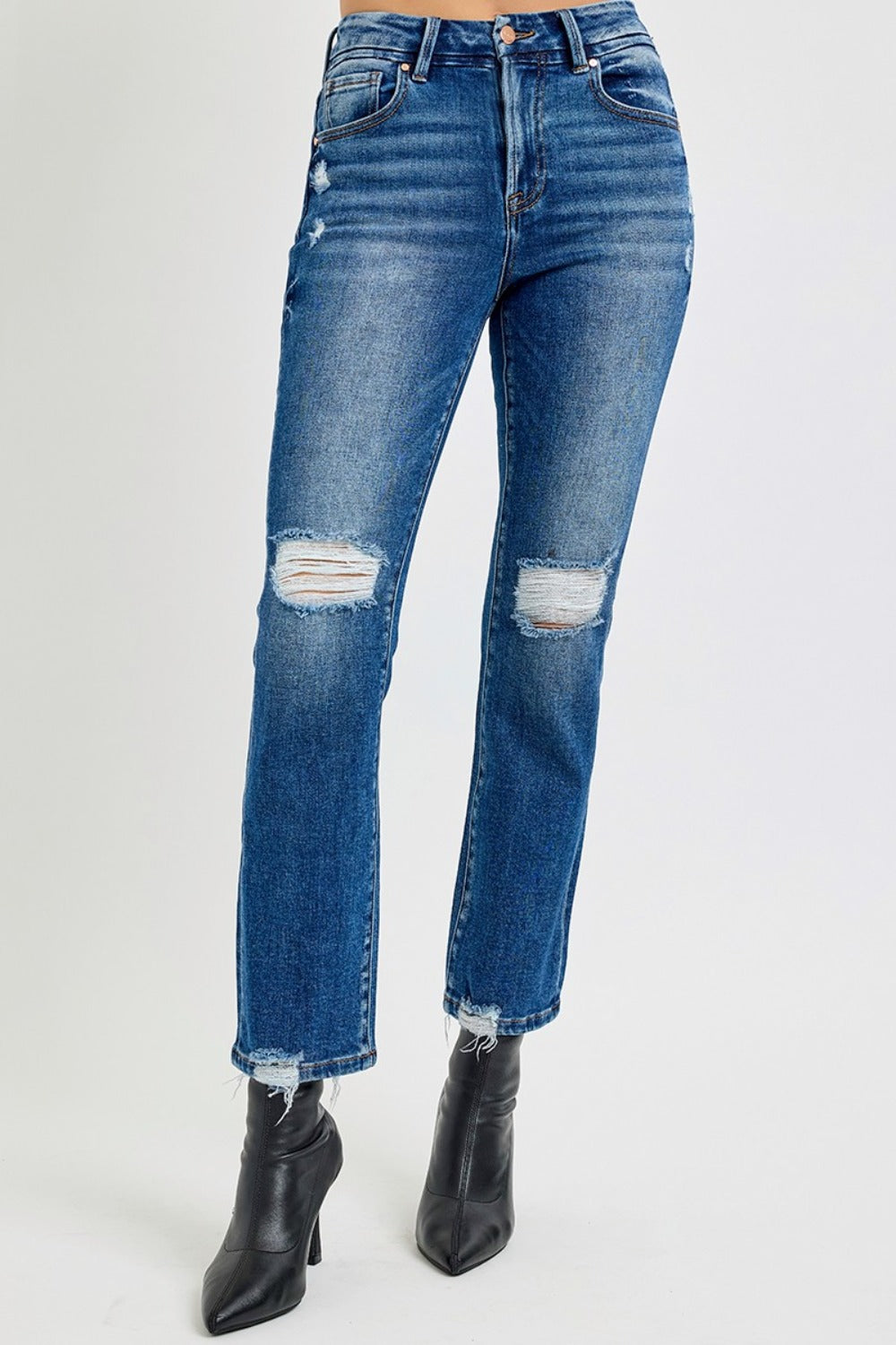 RISEN Full Size High Rise Distressed Crop Straight Jeans RISEN Full Size High Rise Distressed Crop Straight Jeans - TopFashionHQ