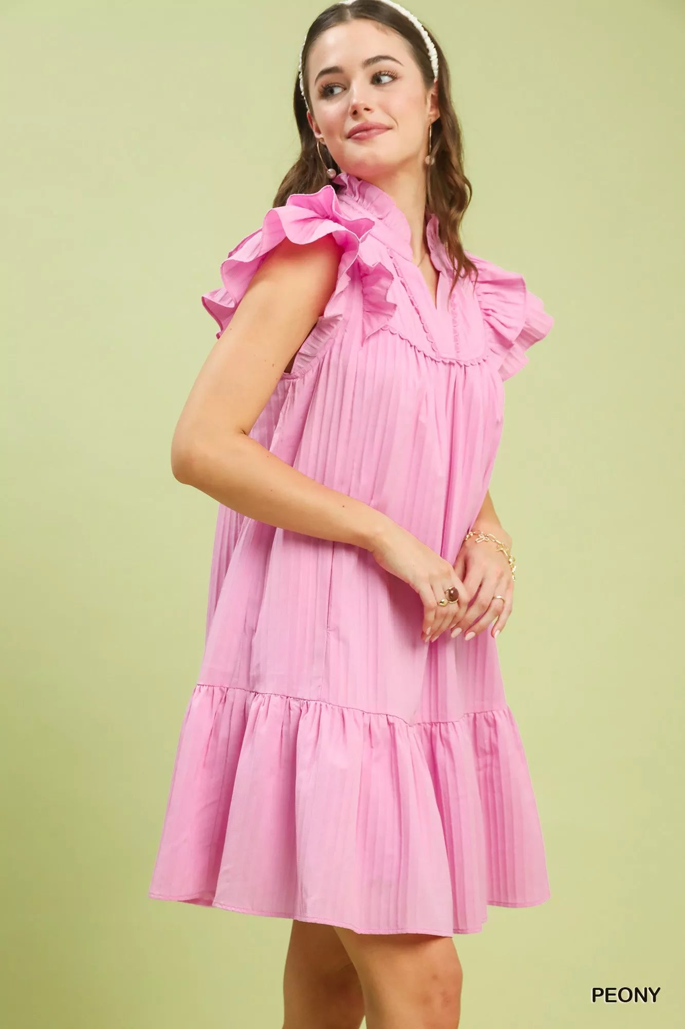Umgee Flutter Sleeve Tiered Dress c9579f9d-1d13-4bae-b30f-03abb45bcc02-Max-Origin