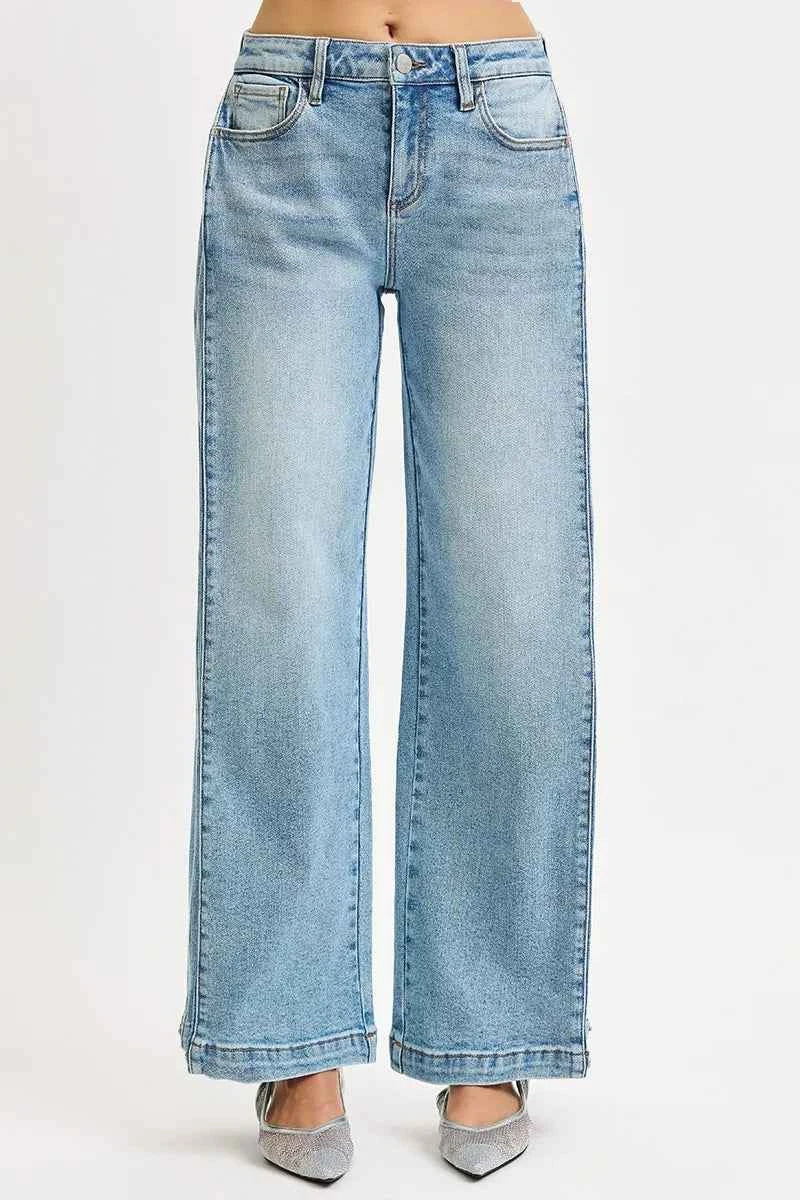 RISEN Mid Rise Wide Barrel Transferable Leg Snap Jeans RISEN Mid Rise Wide Barrel Transferable Leg Snap Jeans