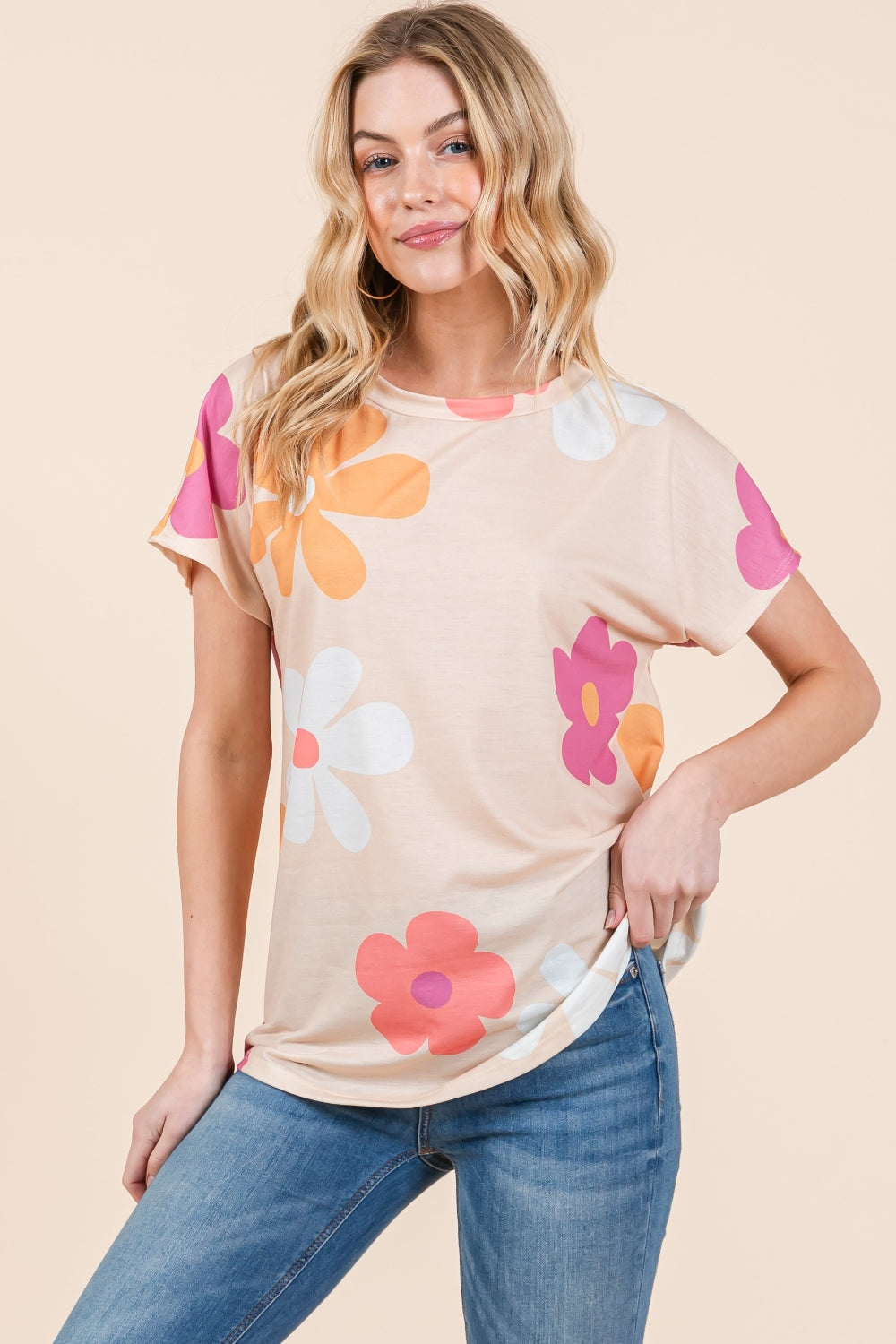 BOMBOM Floral Short Sleeve T-Shirt BOMBOM Floral Short Sleeve T-Shirt - TopFashionHQ
