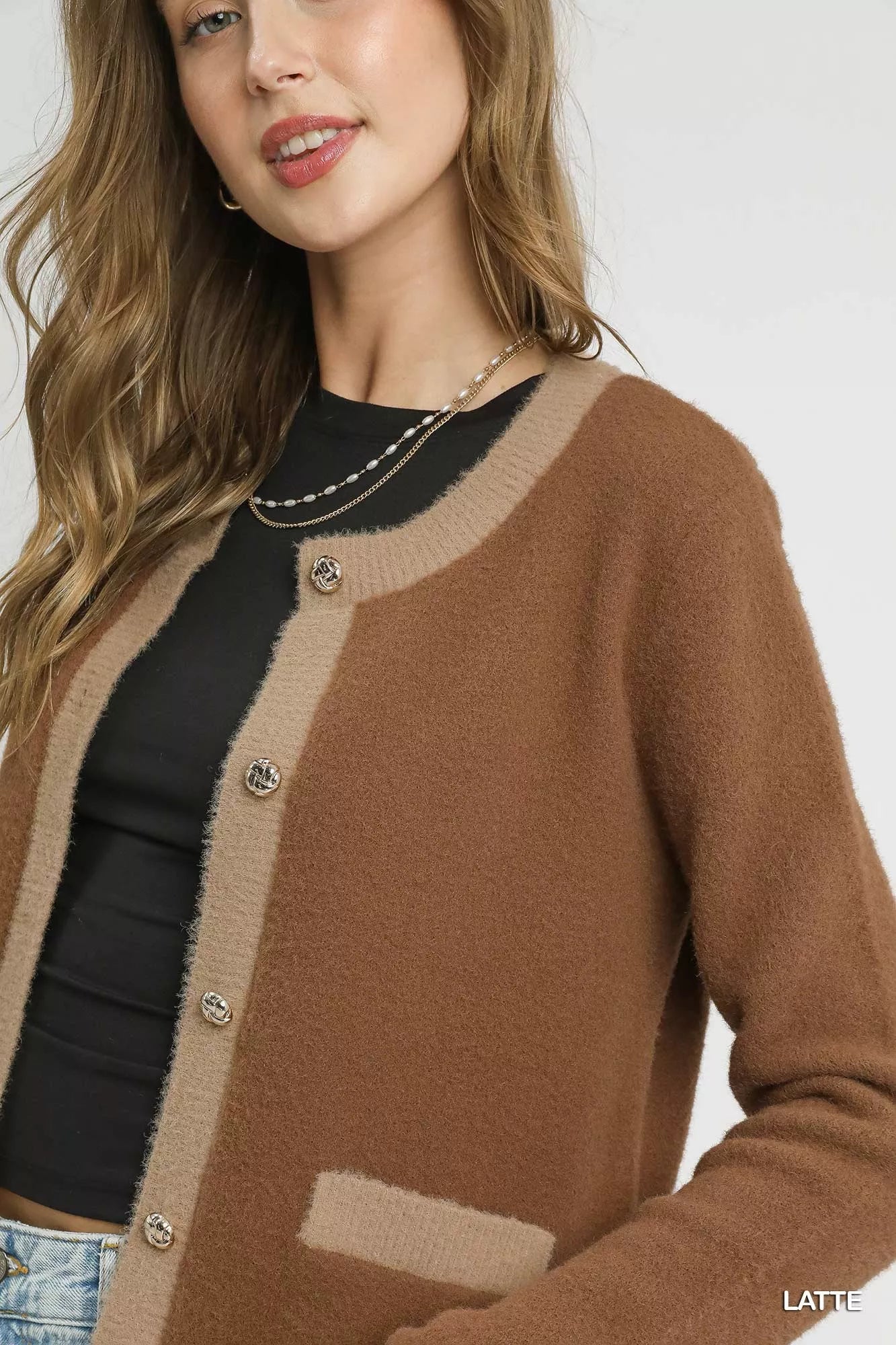 Umgee Two-Tone Button Front Cardigan c9df7e2f-66b1-42a7-a1d7-03cfbda0e5c2-Max-Origin