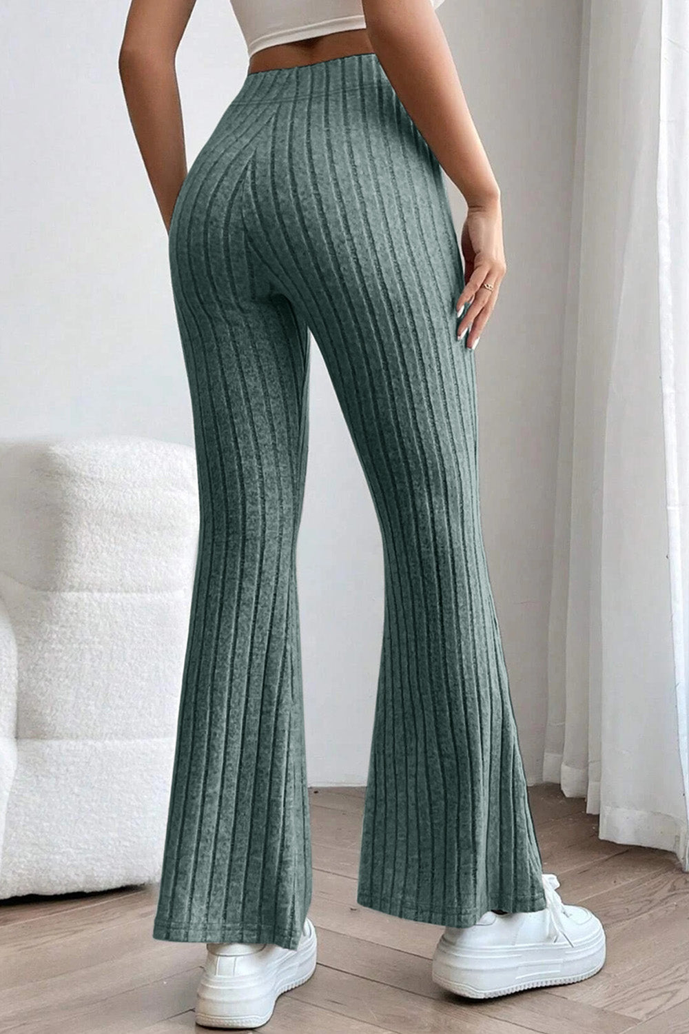 Basic Bae Full Size Ribbed High Waist Flare Pants Basic Bae Full Size Ribbed High Waist Flare Pants - TopFashionHQ