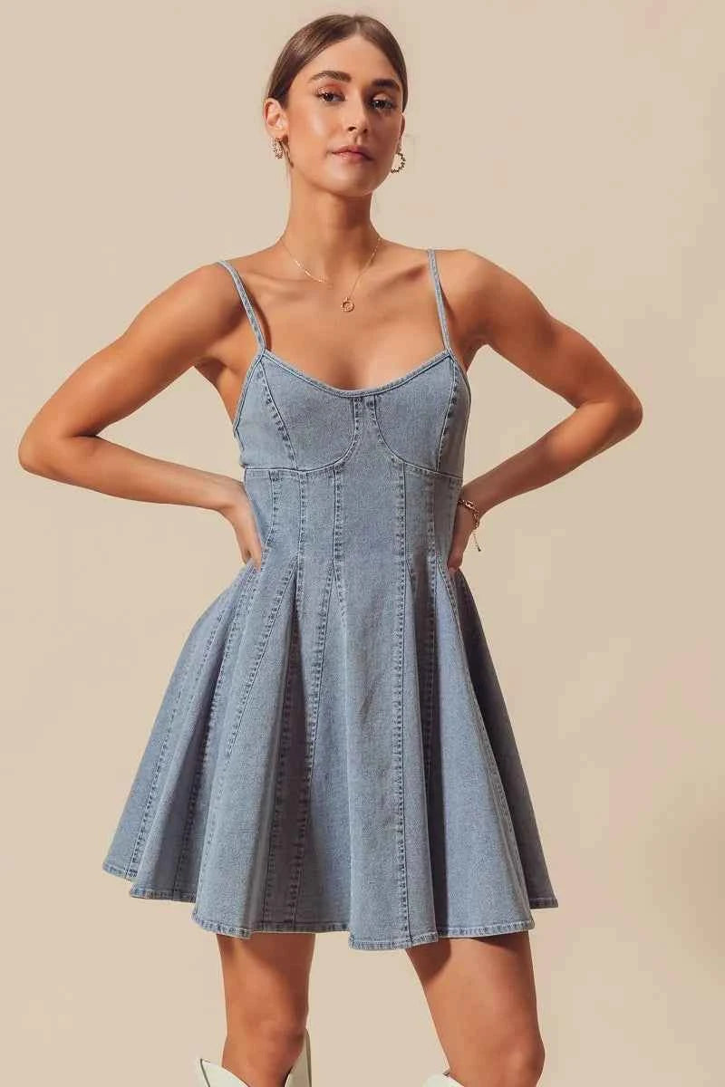 SO ME A Line Fit and Flare Denim Mini Dress SO ME A Line Fit and Flare Denim Mini Dress