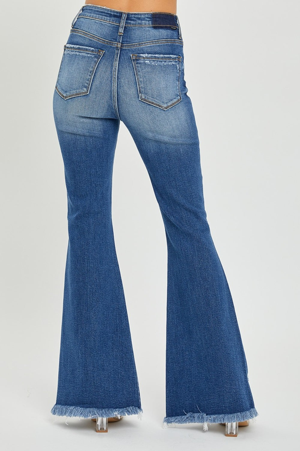 RISEN Full Size High Rise Front Slit Frayed Hem Flare Jeans RISEN Full Size High Rise Front Slit Frayed Hem Flare Jeans - TopFashionHQ