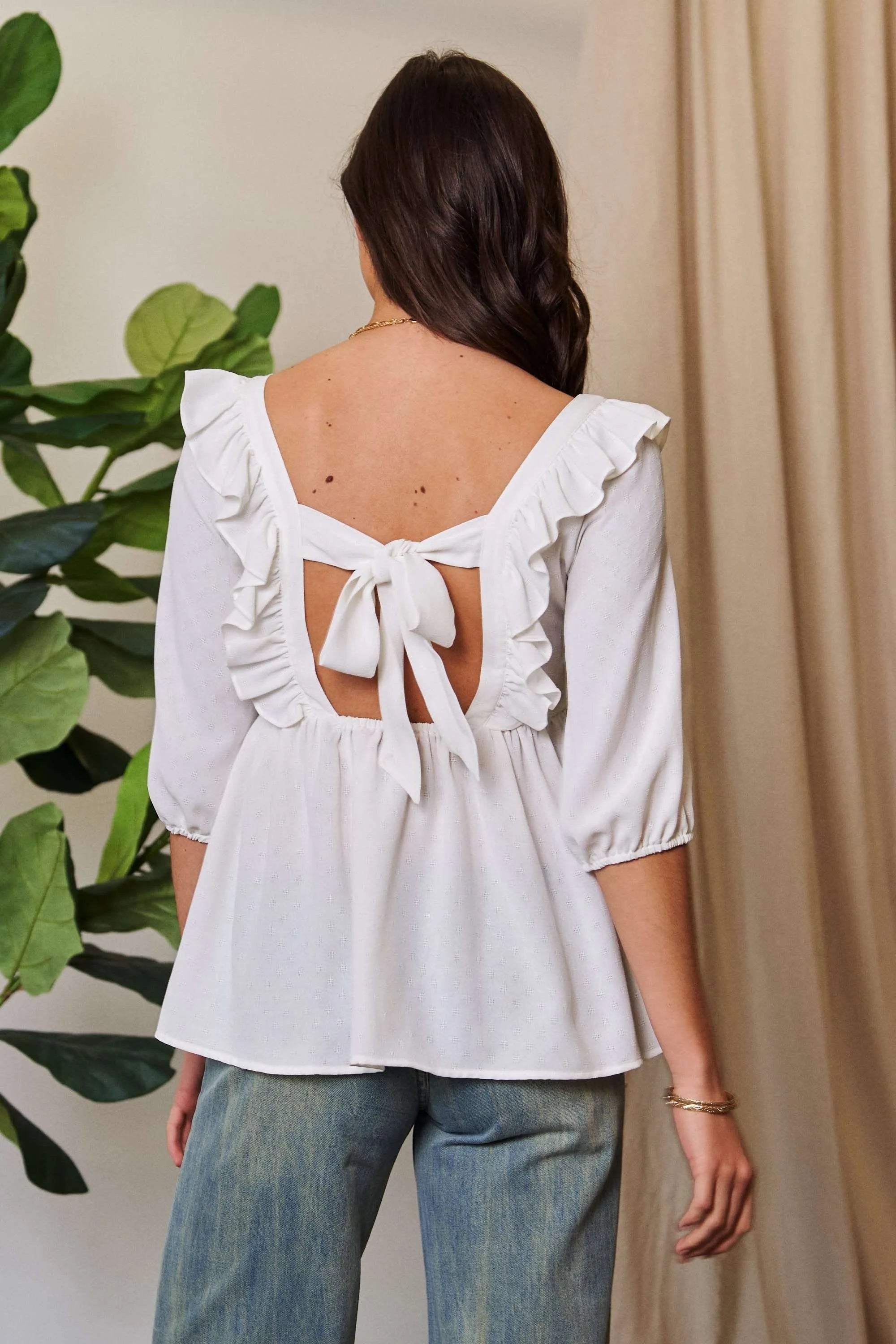Davi & Dani Texture Tie Back Floral Embroidery Frill Blouse cae2769153d245bbb0bd3295b1c9498f-Max-Origin