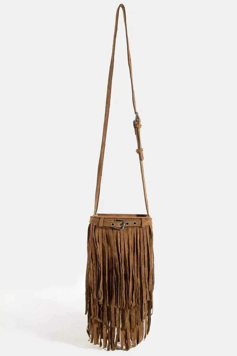 Fame Long Fringe Bucket Shoulder Bag Fame Long Fringe Bucket Shoulder Bag