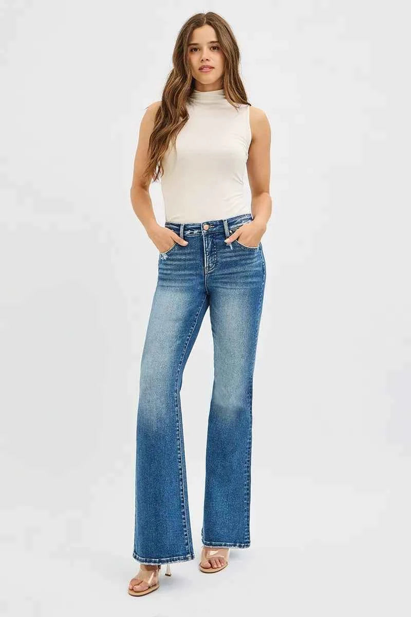 RISEN Full Size Tummy Control High Rise Flare Jeans Plus Size RISEN Full Size Tummy Control High Rise Flare Jeans Plus Size