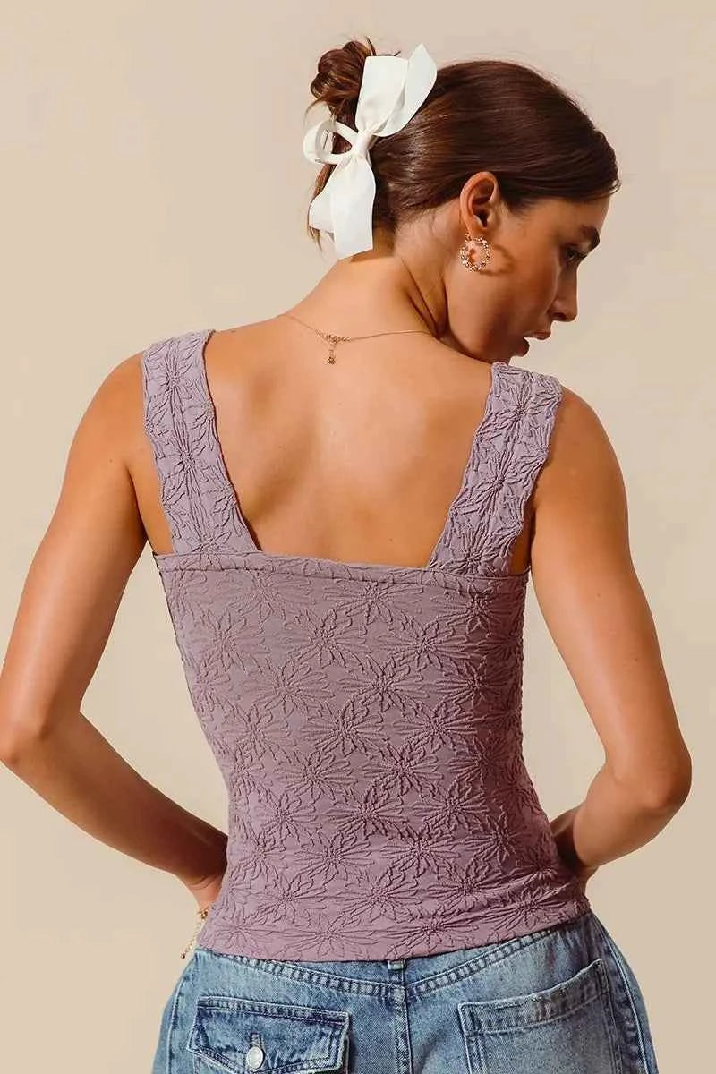 SO ME Floral Jacquard Seamless Tank Top SO ME Floral Jacquard Seamless Tank Top