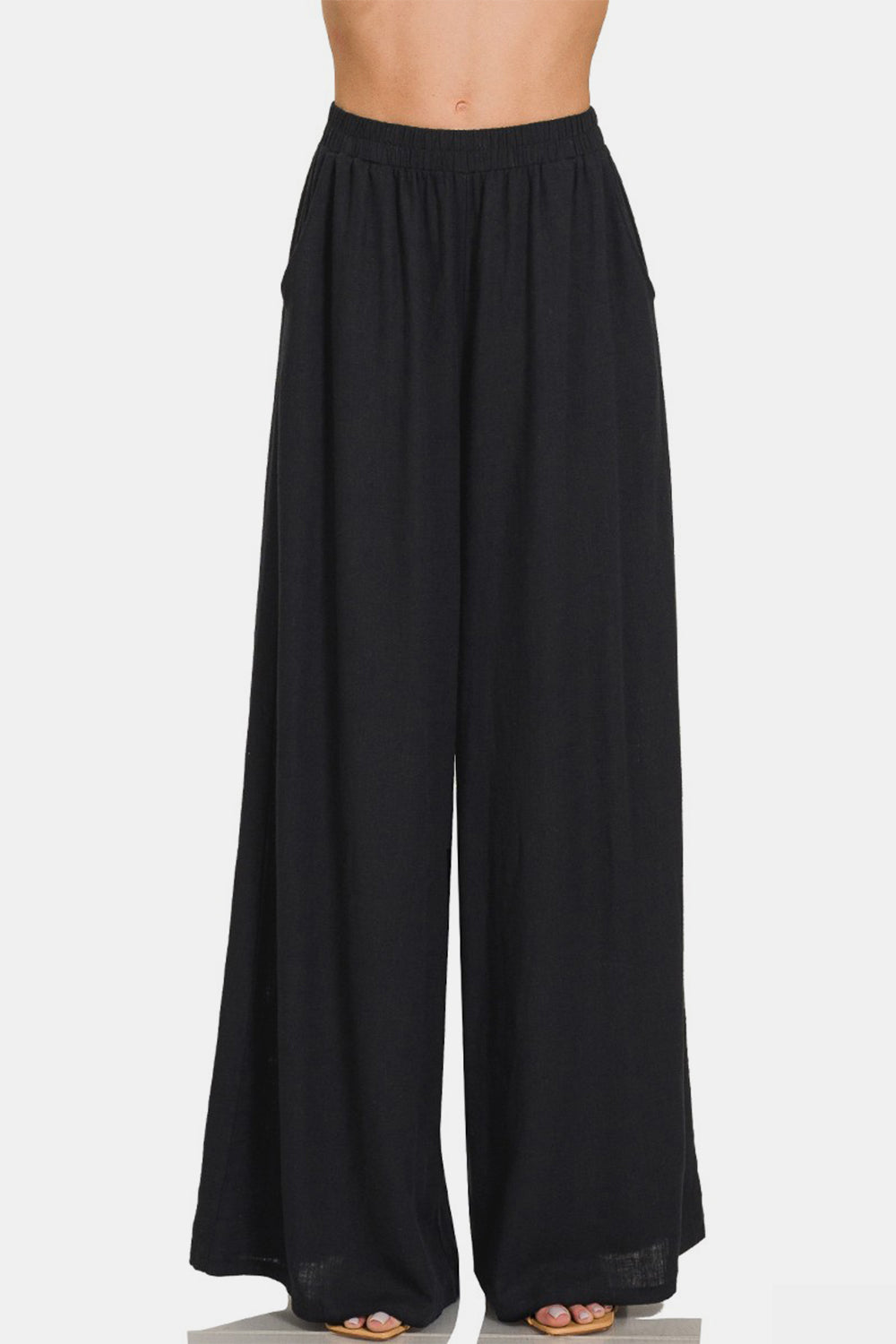 Zenana Pleated Linen Blend Wide Leg Pants Zenana Pleated Linen Blend Wide Leg Pants - TopFashionHQ