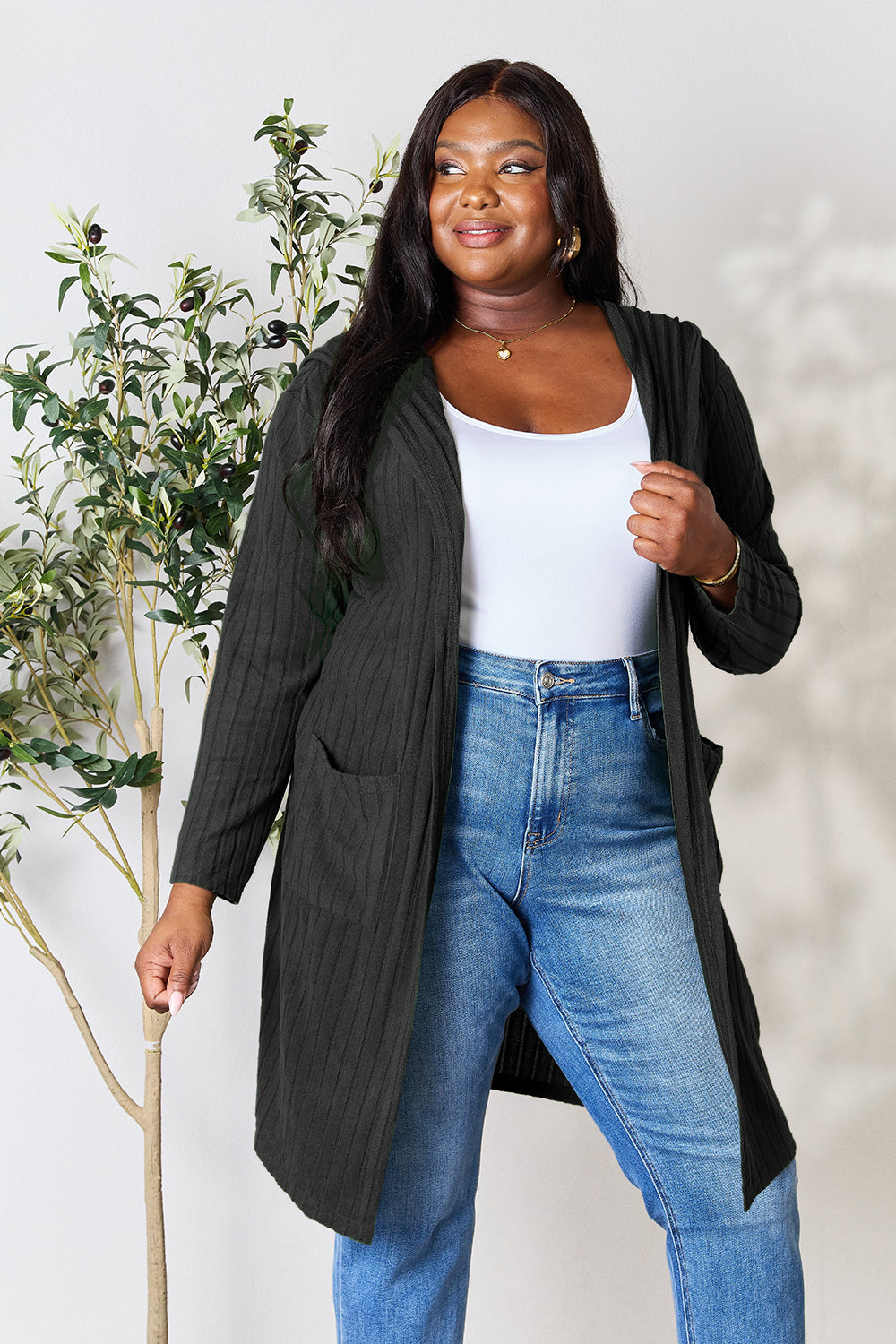 Basic Bae Full Size Hooded Sweater Cardigan Basic Bae Full Size Hooded Sweater Cardigan - TopFashionHQ