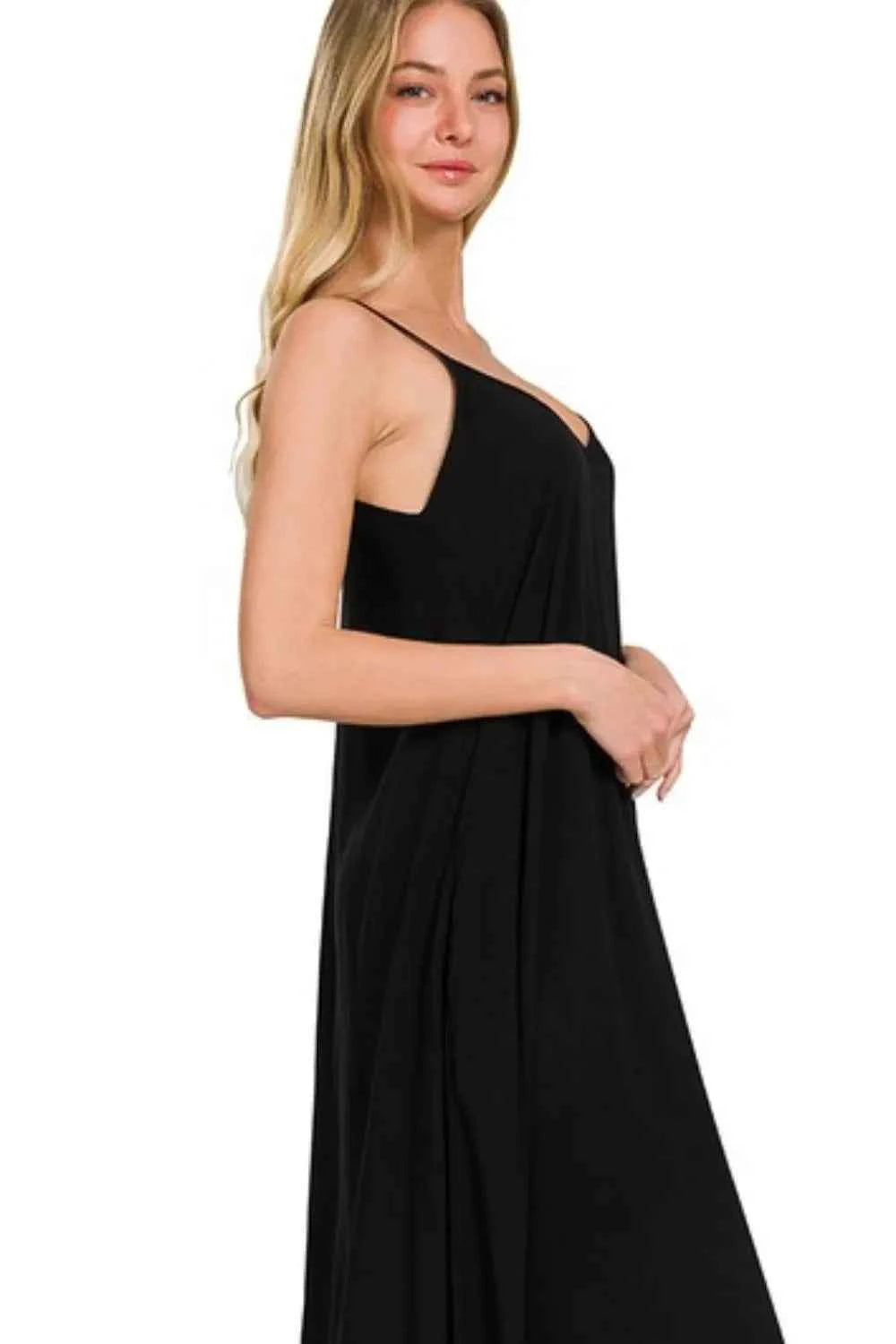 Zenana Woven Arc Hem Cami Dress With Flowy Pockets Zenana Woven Arc Hem Cami Dress With Flowy Pockets