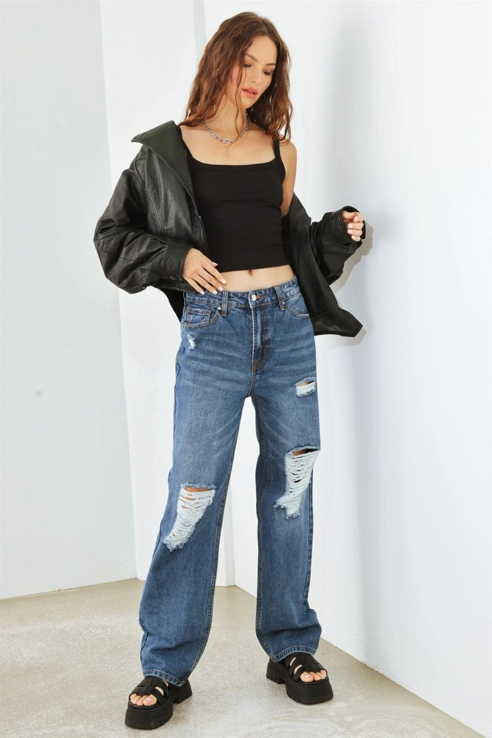 HAMMER COLLECTION Distressed High Waist Jeans HAMMER COLLECTION Distressed High Waist Jeans - TopFashionHQ
