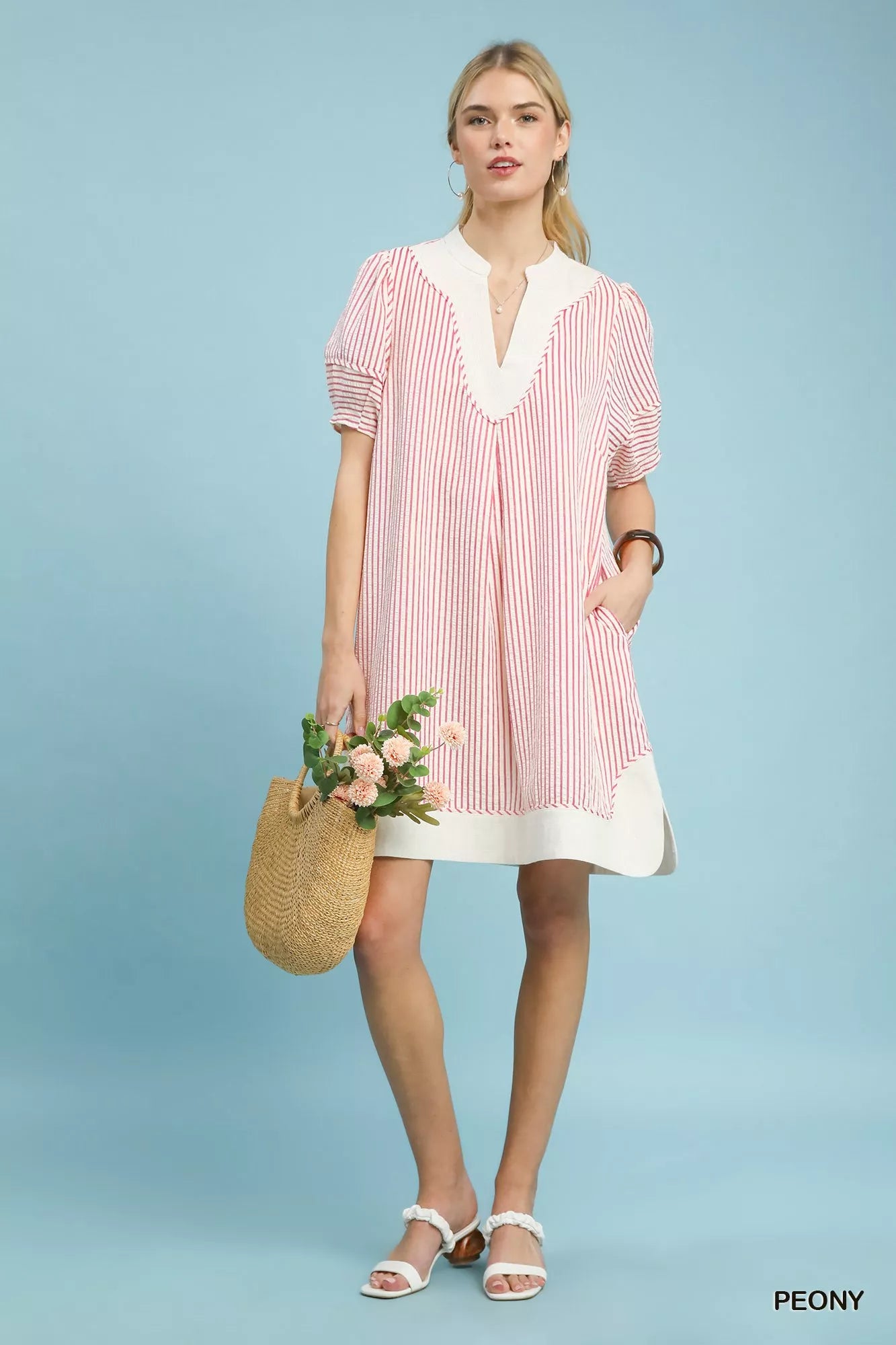Umgee Pinstripe Shift Dress with Contrast Trim cc5a3853-89b9-4488-ab01-daa13d3f40b9-Max-Origin