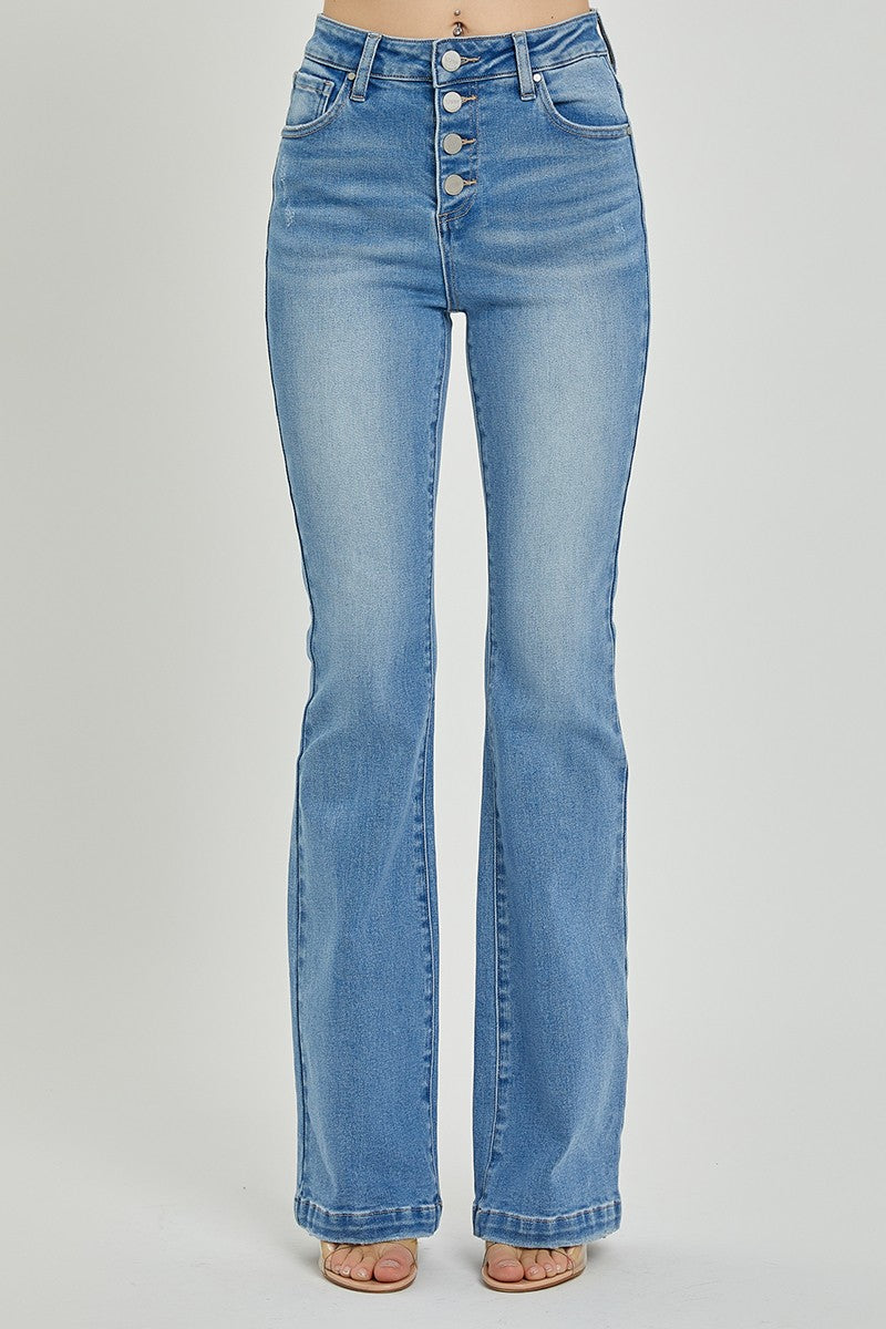RISEN Full Size High Rise Button Fly Bootcut Jeans RISEN Full Size High Rise Button Fly Bootcut Jeans - TopFashionHQ