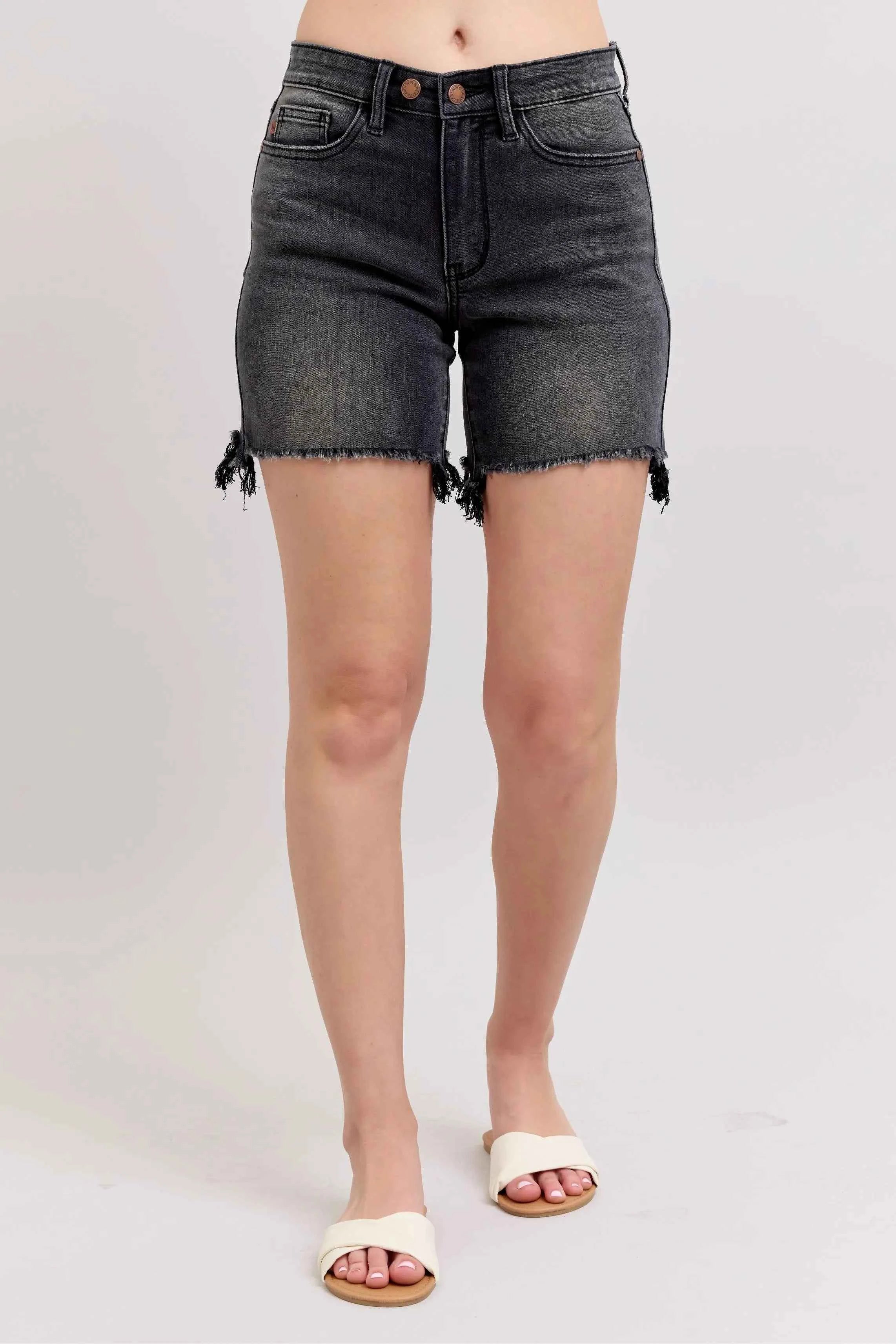 Judy Blue Full Size Long Cut Off 2 Button Dad Denim Shorts Plus Size Judy Blue Full Size Long Cut Off 2 Button Dad Denim Shorts Plus Size
