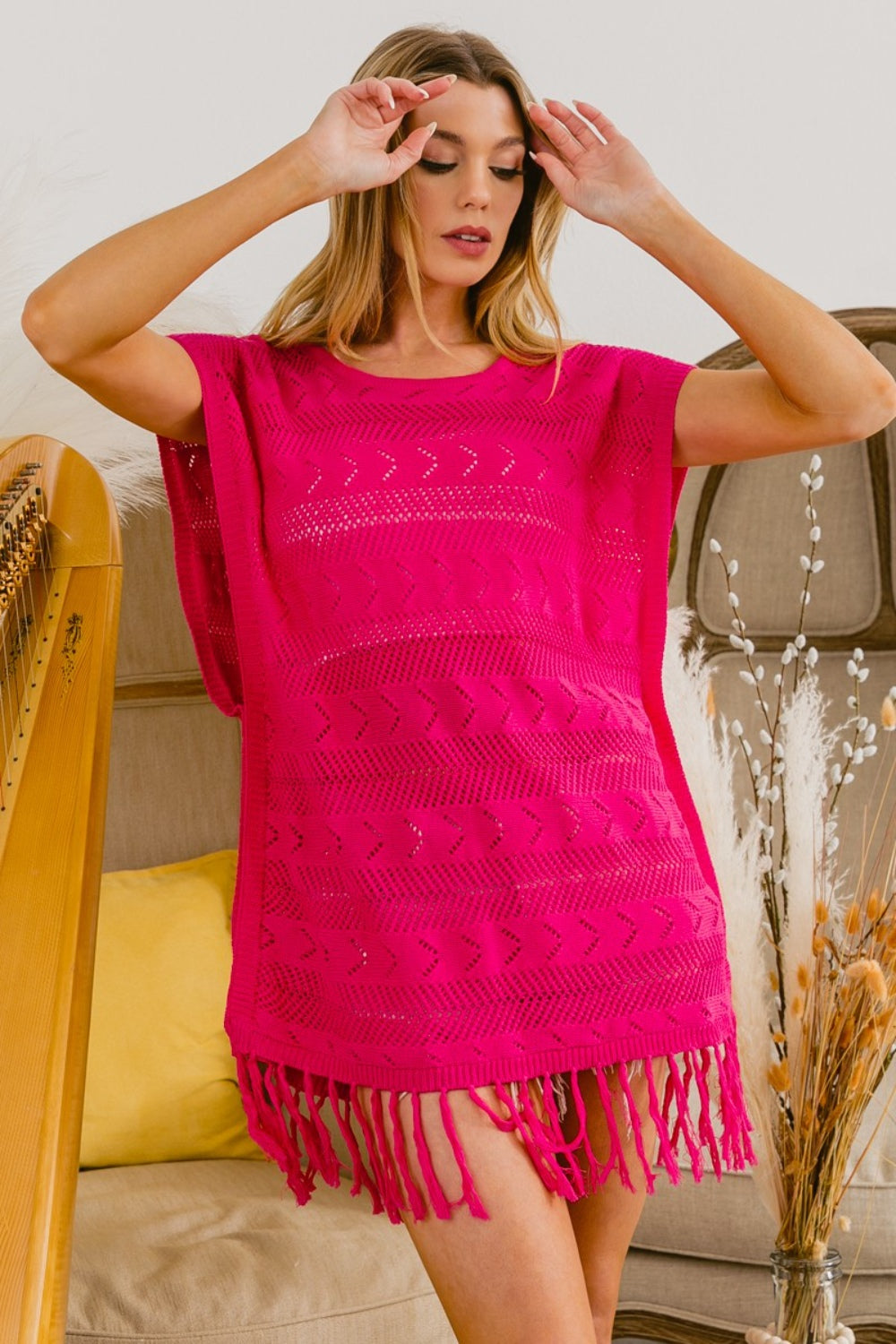 BiBi Fringed Hem Knit Top BiBi Fringed Hem Knit Top - TopFashionHQ