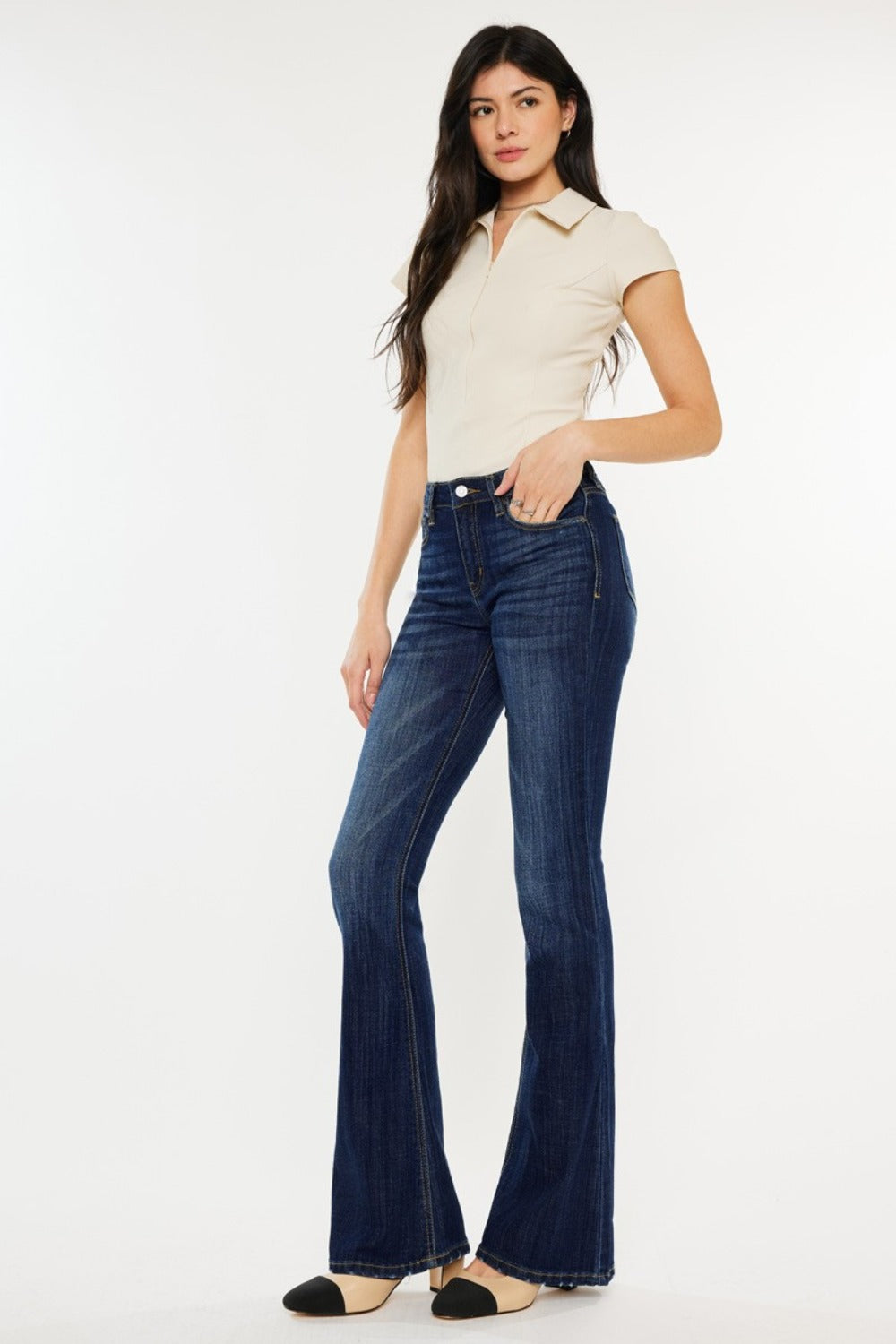 Kancan Full Size Mid Rise Slim Flare Jeans Kancan Full Size Mid Rise Slim Flare Jeans - TopFashionHQ