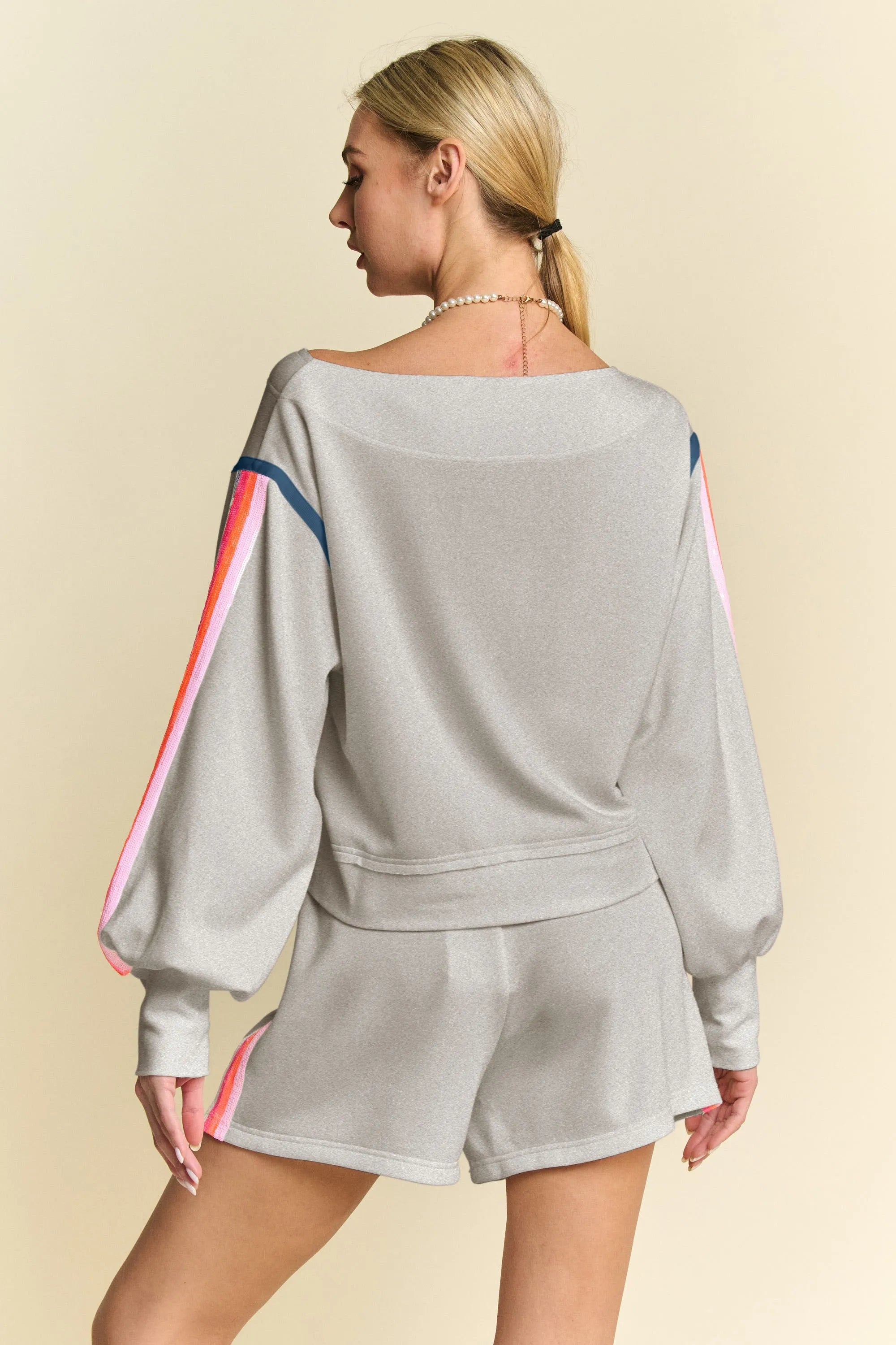 Davi & Dani Sequin Stripe Long Sleeve Top And Short Pants Set cd41f422be7642d0b43f5ad29e1ebf96-Max-Origin